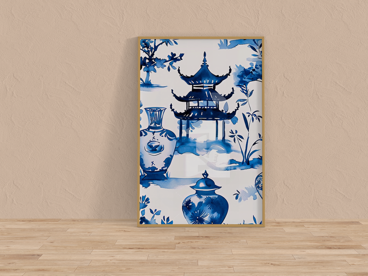 Porcelain World: Blue & White Chinese Landscape Pattern | Traditional Asian Art Decor