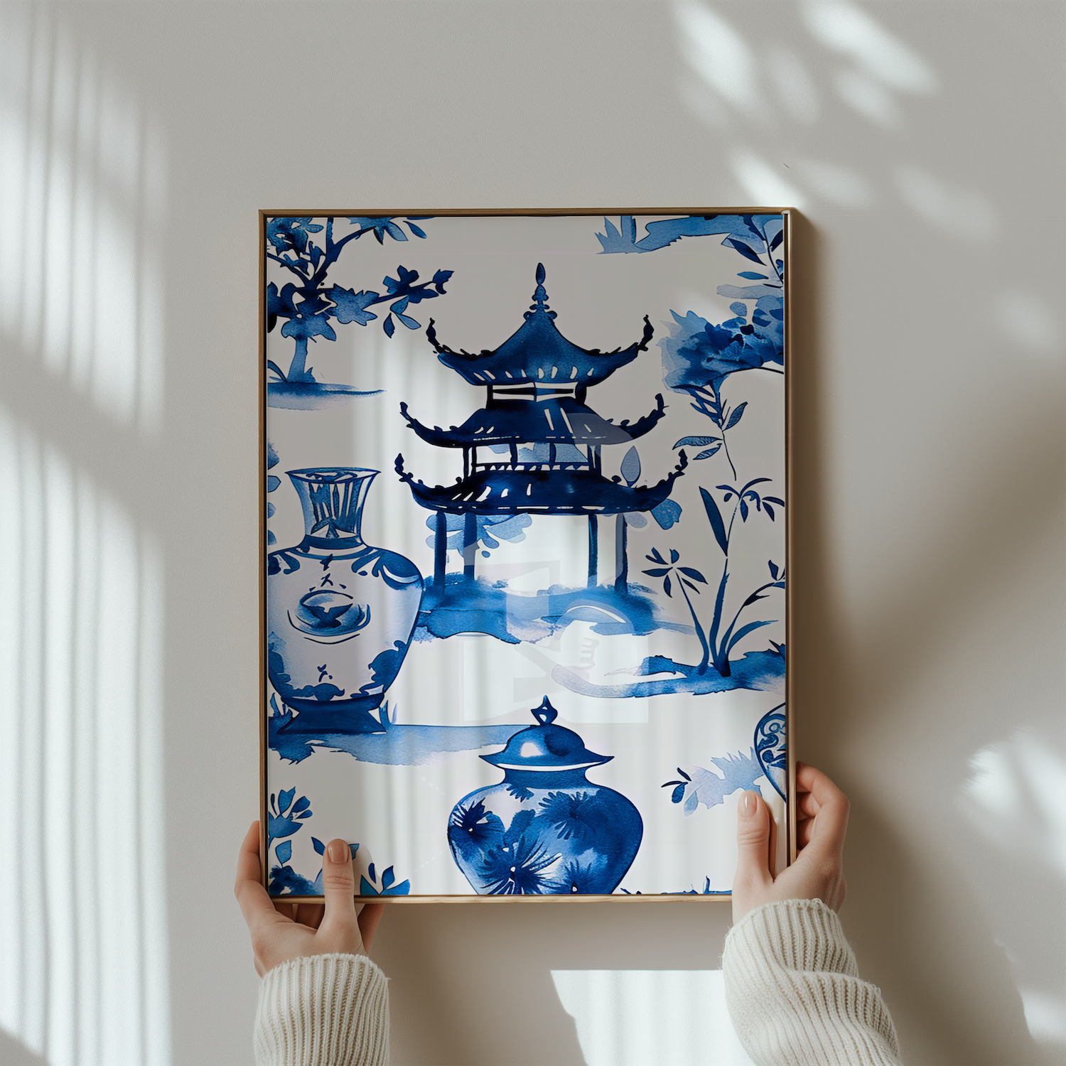 Porcelain World: Blue & White Chinese Landscape Pattern | Traditional Asian Art Decor