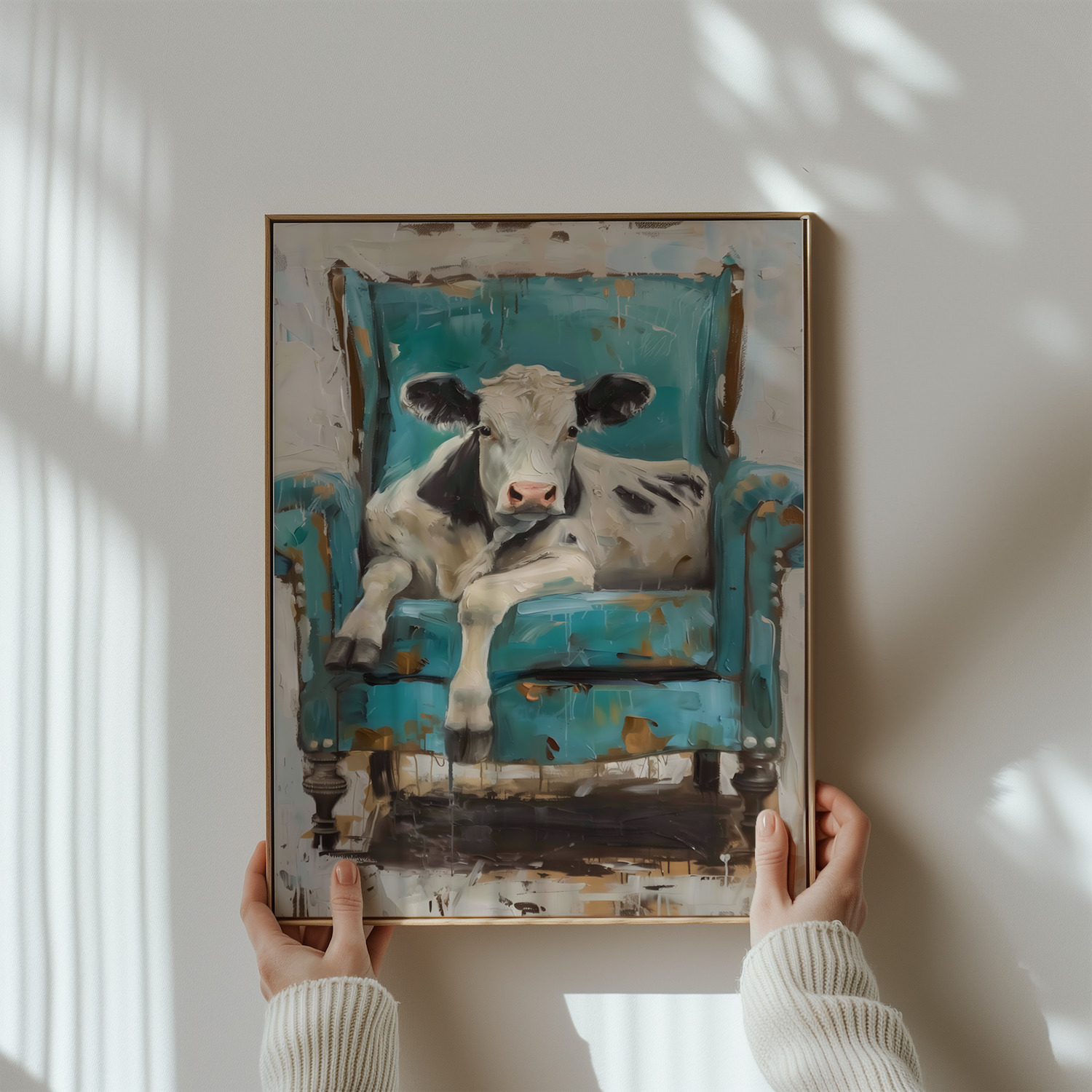 The Tenant: Surreal Cow in Armchair Art | Quirky, Whimsical & Modern Farmhouse Decor