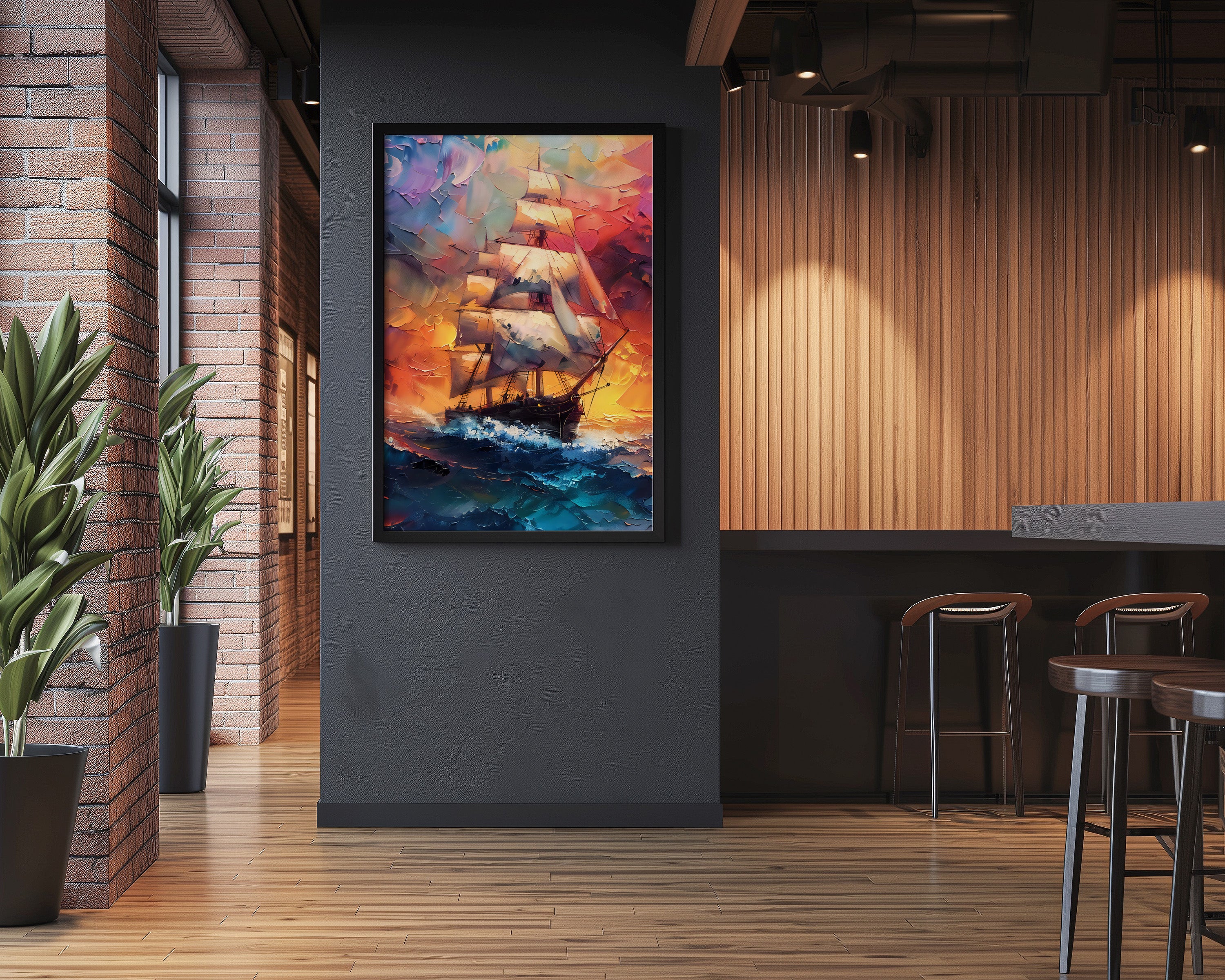 The Fire Ship: Dramatic Sailing Adventure Art | Supernatural & Otherworldly Seascape