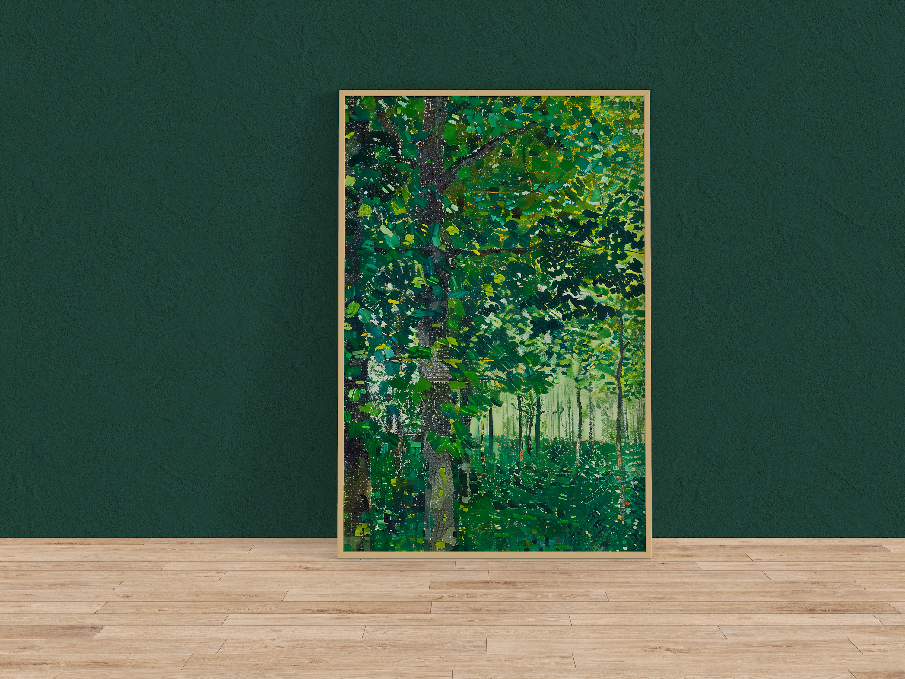 The Sunken Cathedral: Impressionist Forest with Dappled Light | Serene & Lush Green Landscape Art