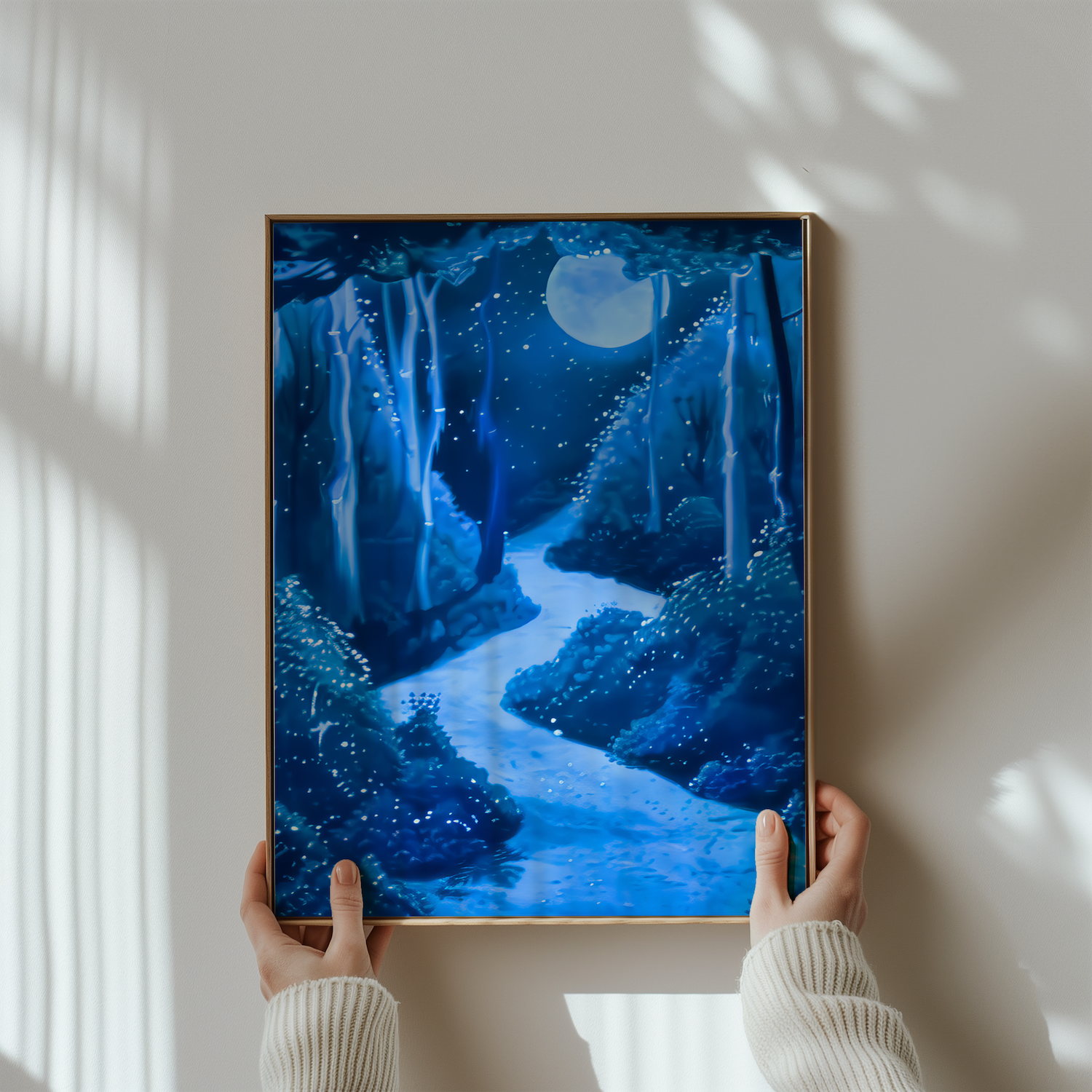 Moonlit Enchantment: Glowing Mushroom Forest Path | Fantasy & Whimsical Wall Art