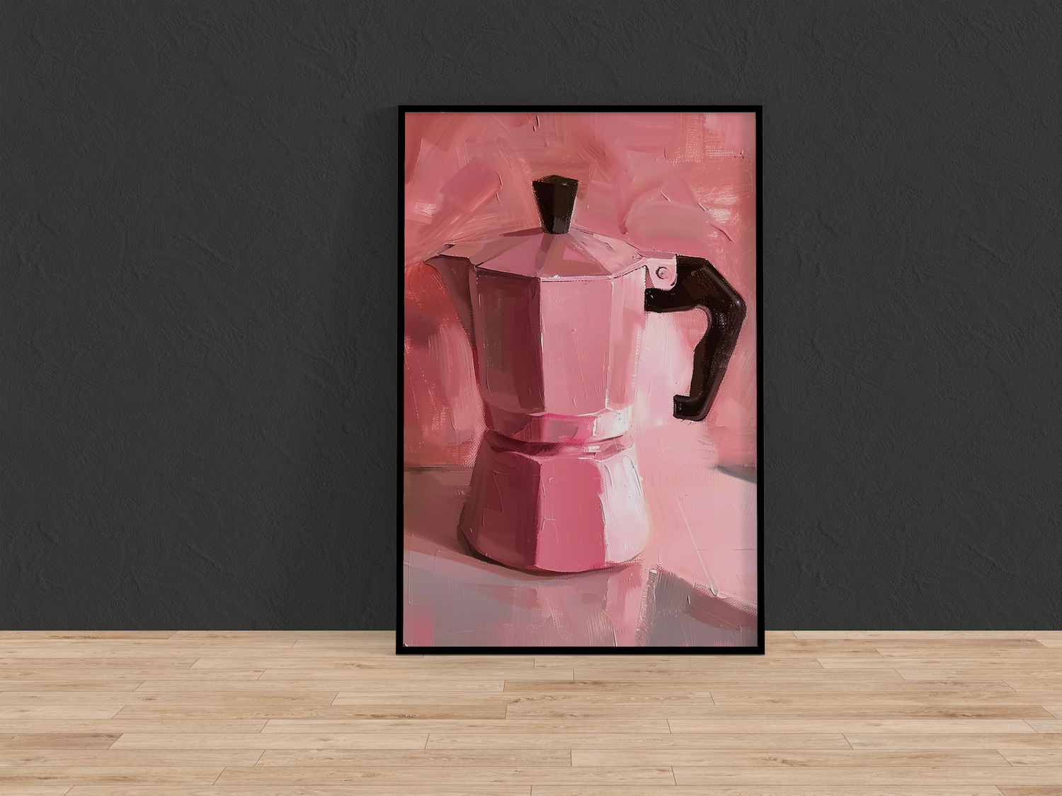 The Morning Ritual: Chic Pink Moka Pot Still Life | Modern Kitchen & Coffee Bar Art