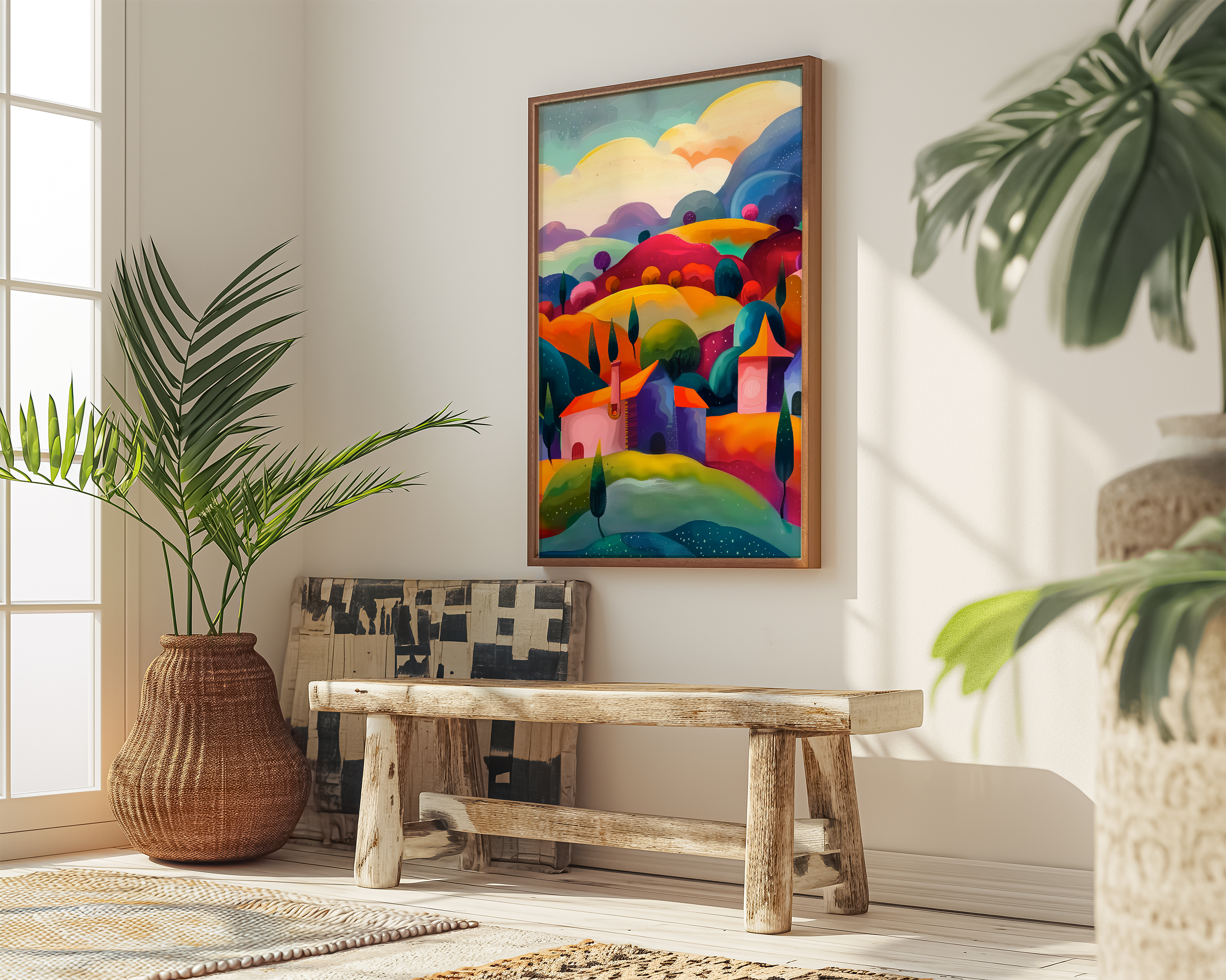 The Storybook Village: Whimsical & Colorful Fantasy Art | Enchanting & Cheerful Wall Decor