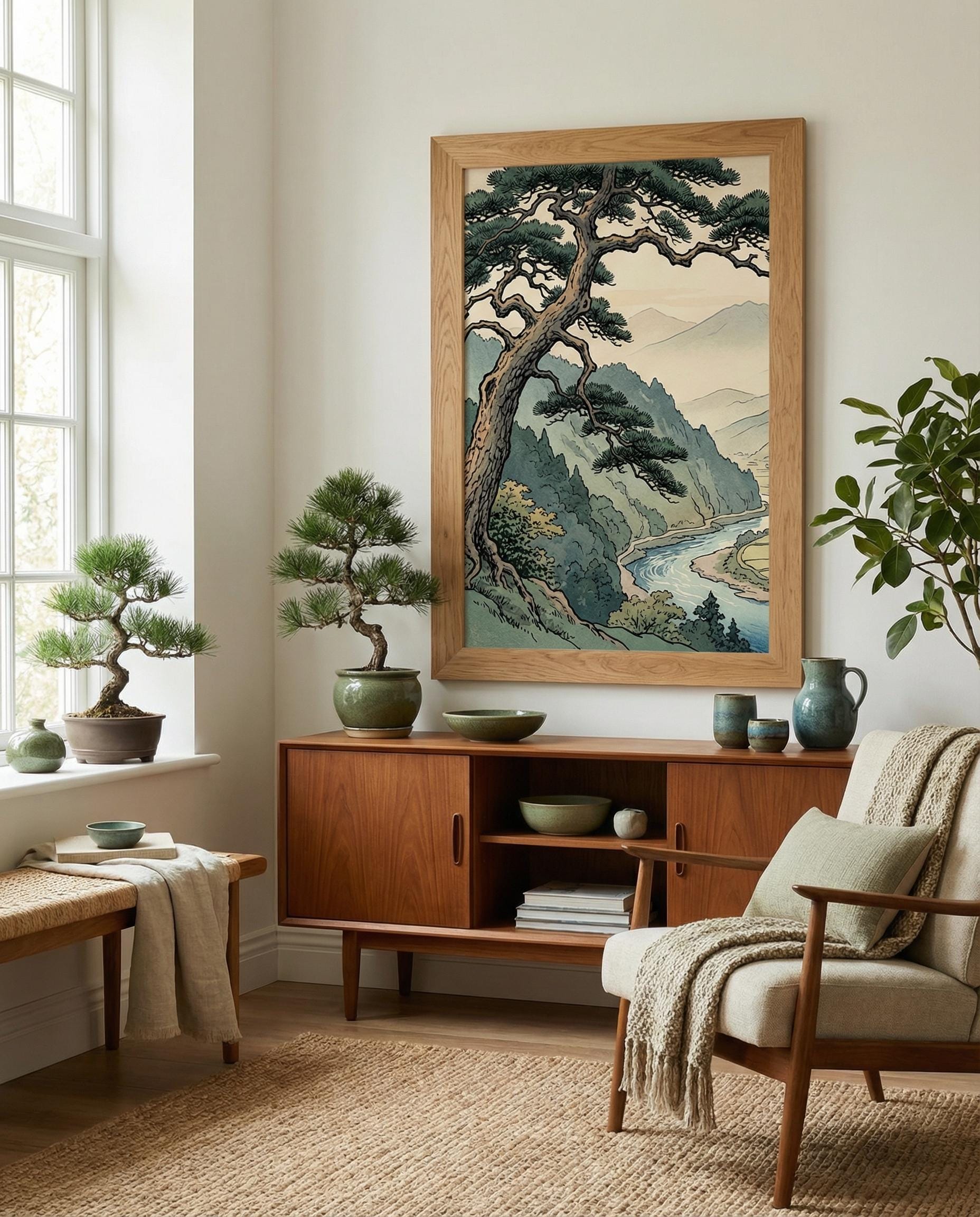 Wall Art Print: Japanese Tree Landscape - Matte or Canvas Options