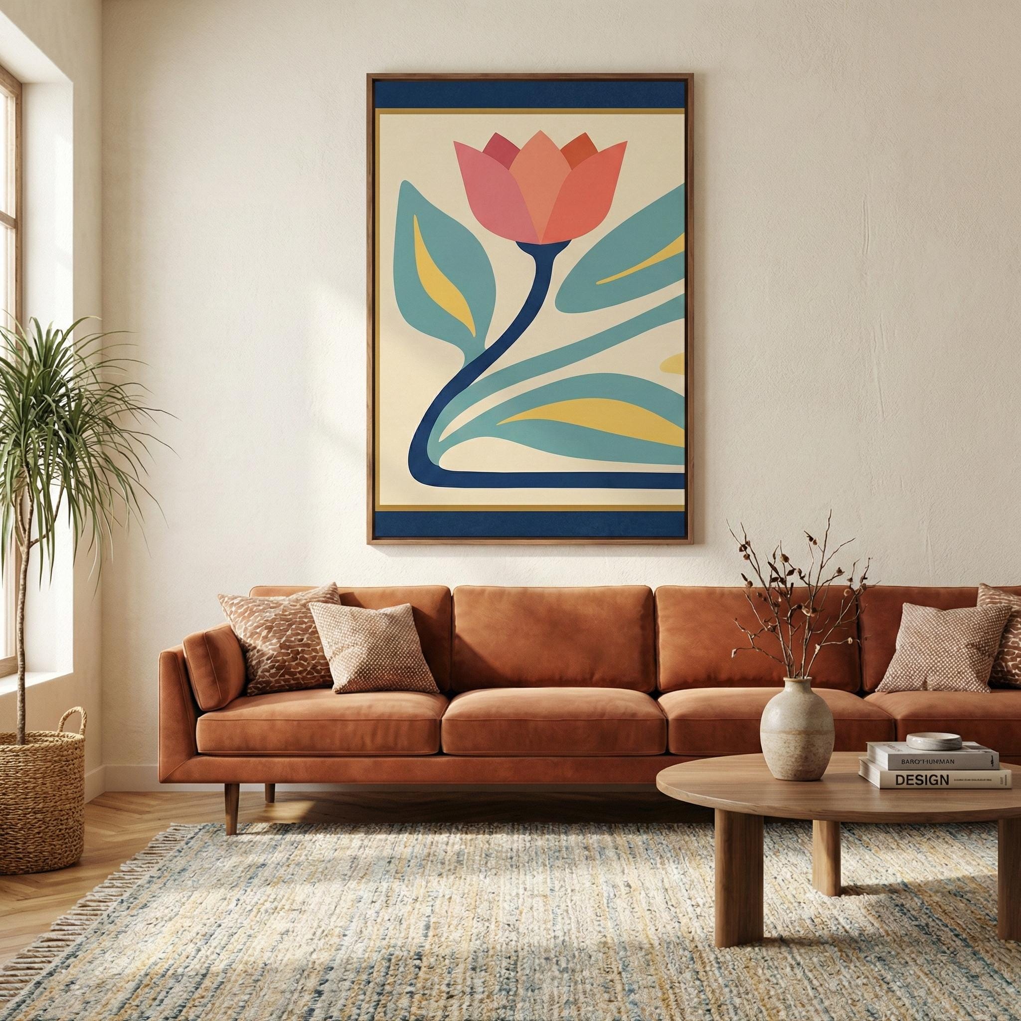 Tulip Wall Art: Danish Pastel Floral - Mid Century Modern Style