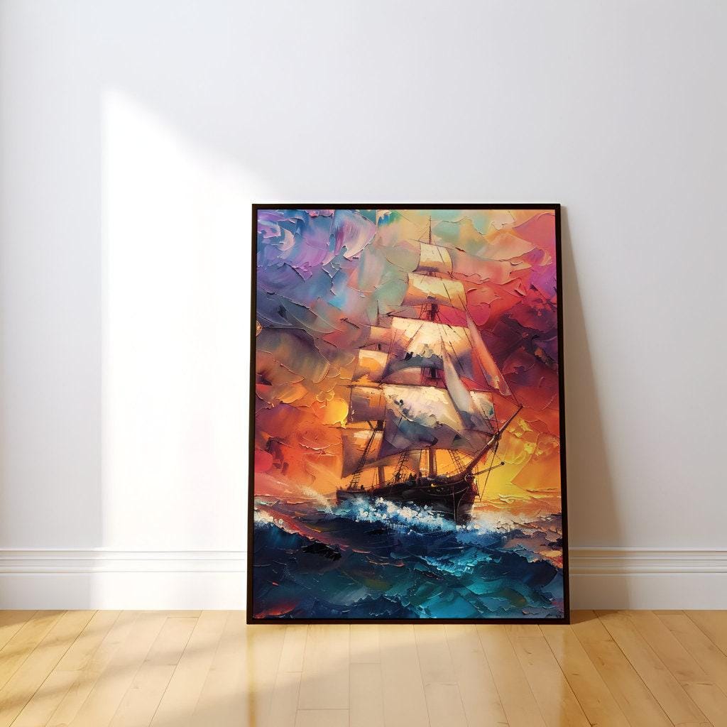 The Fire Ship: Dramatic Sailing Adventure Art | Supernatural & Otherworldly Seascape