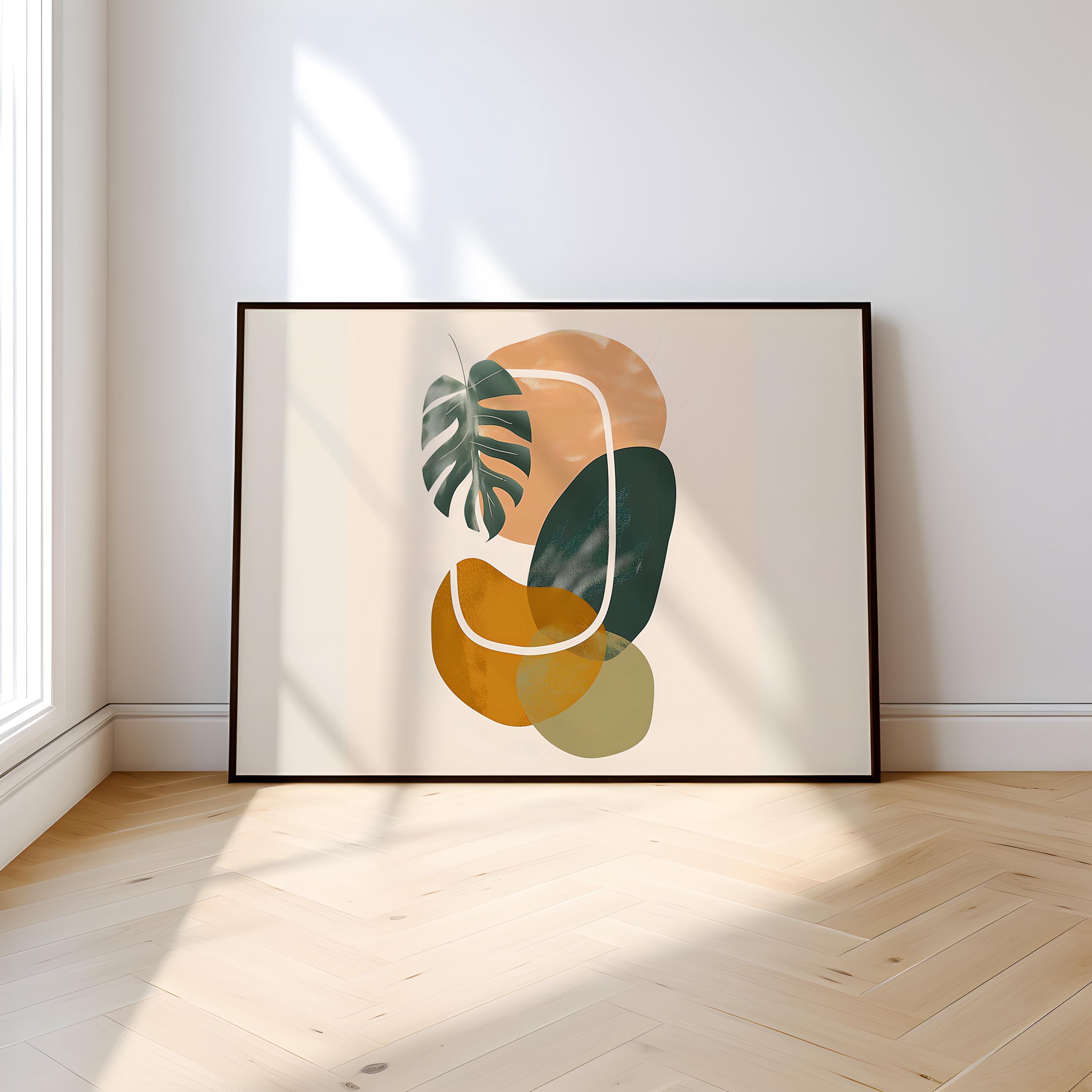 Tropical Rhythms: Mid-Century Modern Abstract Leaf Art | Boho Chic Wall Decor