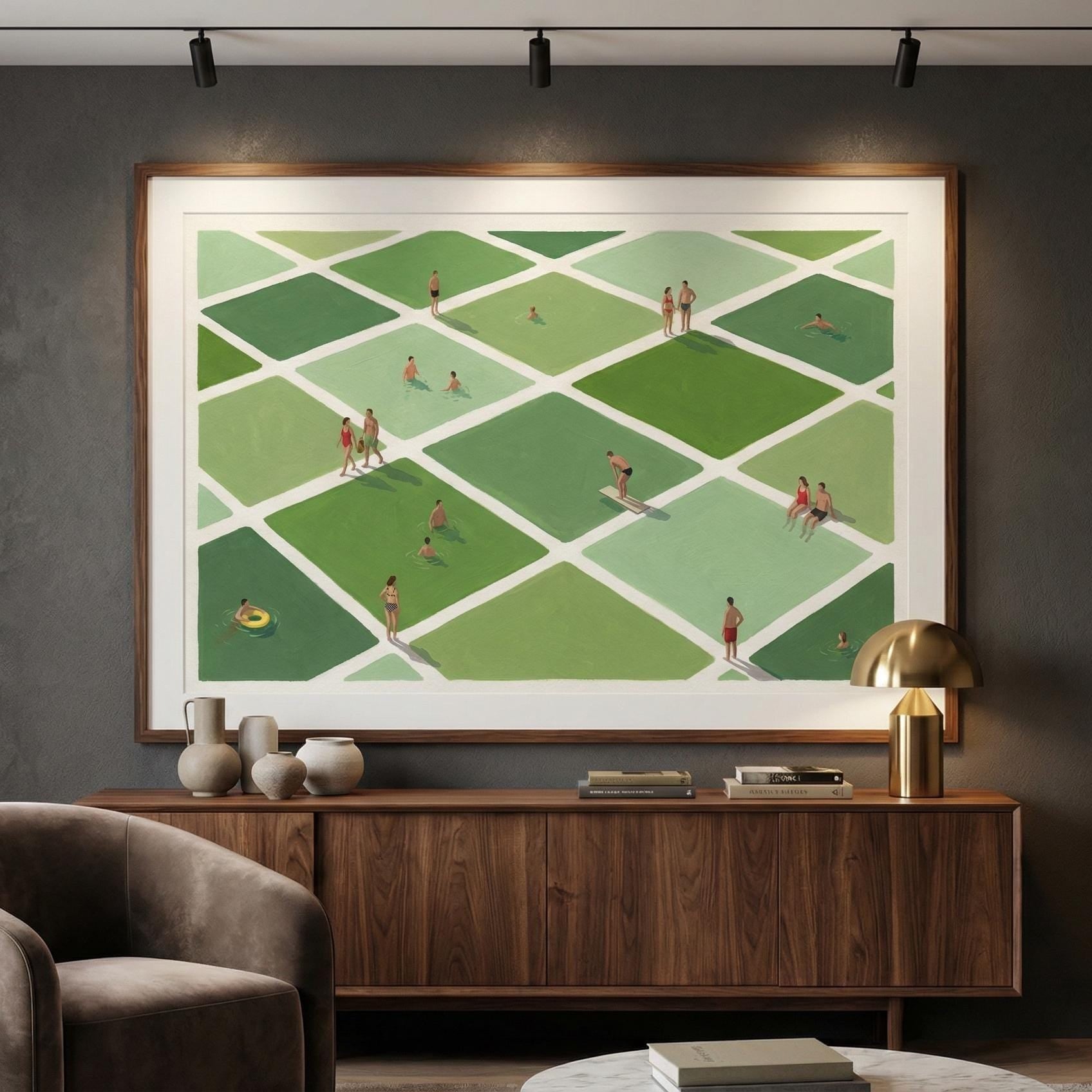 Pools Wall Art: Vibrant Water Design - Canvas or Matte Print