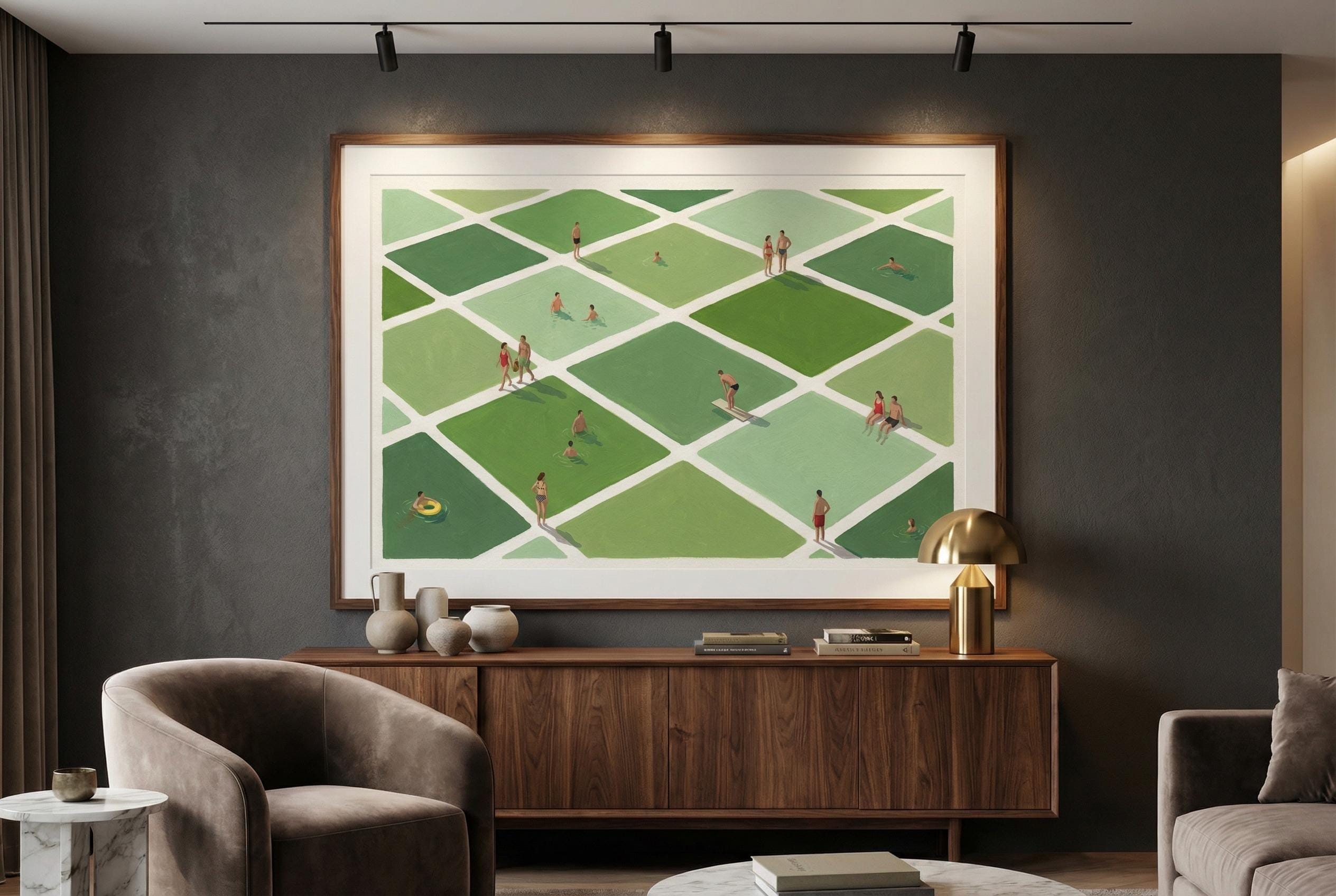 Pools Wall Art: Vibrant Water Design - Canvas or Matte Print