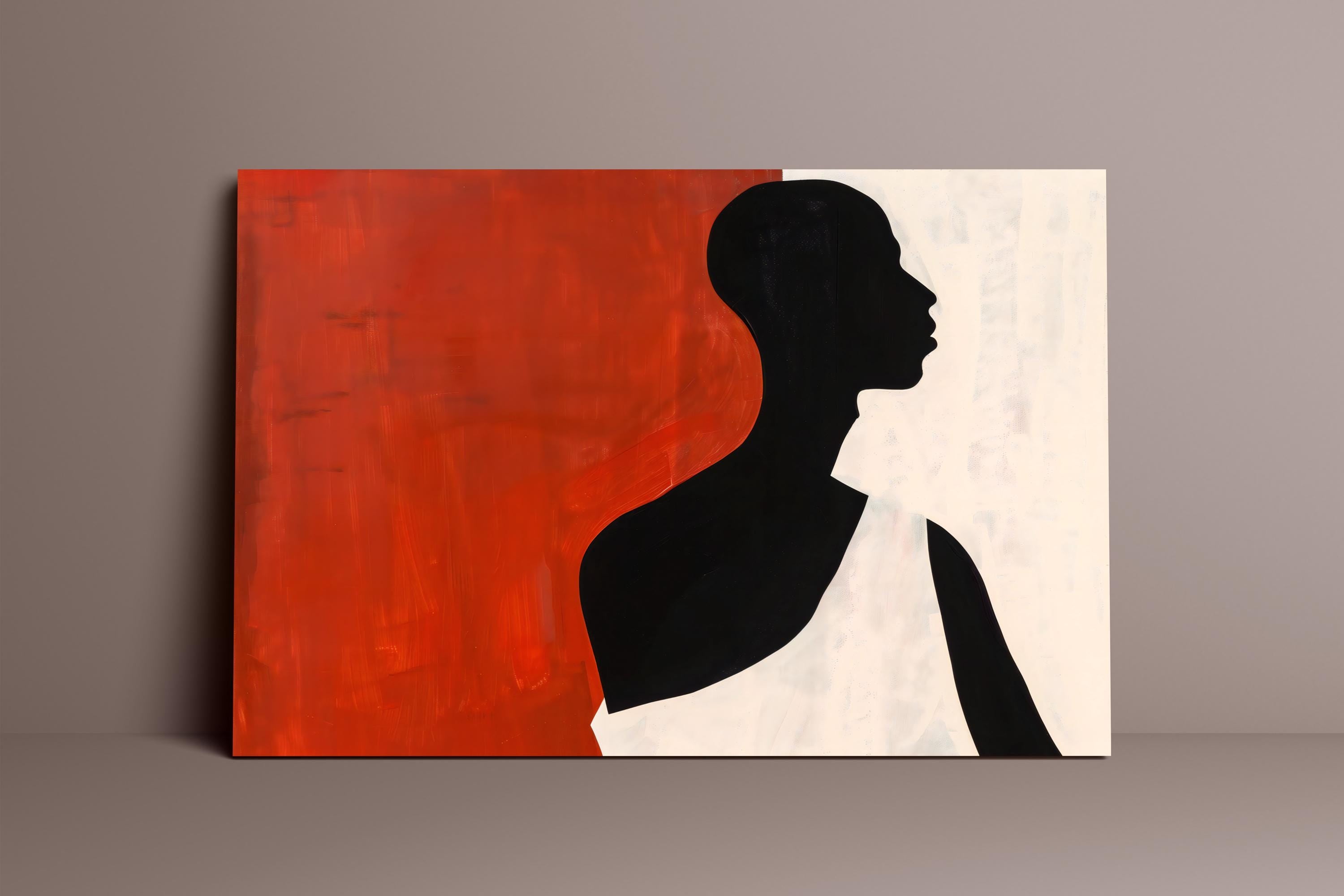 The Red Statement: Bold Minimalist Silhouette Canvas Art | Modern Red & Black Wall Decor