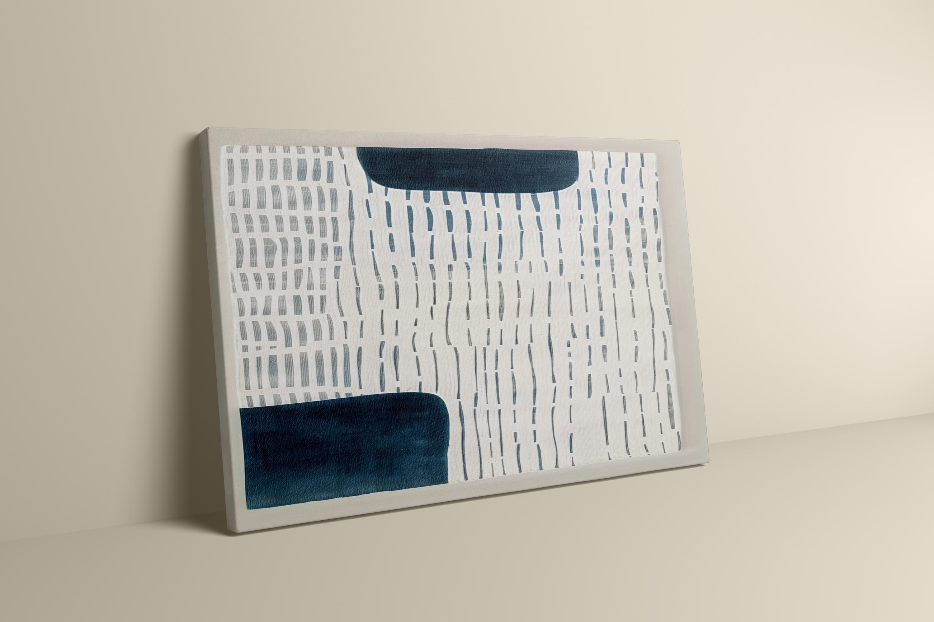 White Persian Blue Wall Art: Modern Abstract, Neutral Decor
