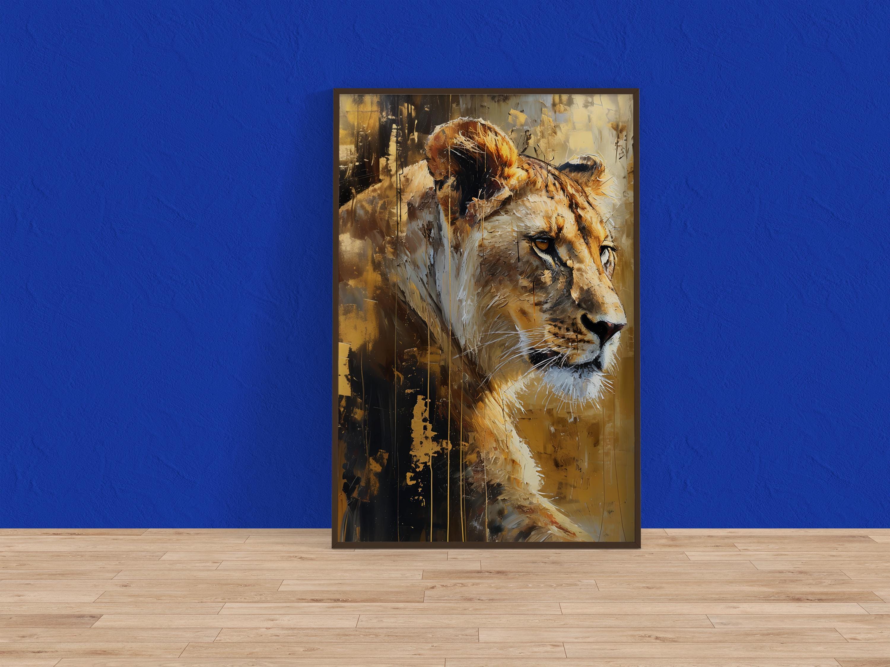 The Golden Queen: Majestic Lioness Abstract | Modern & Temporal Impressionist Art
