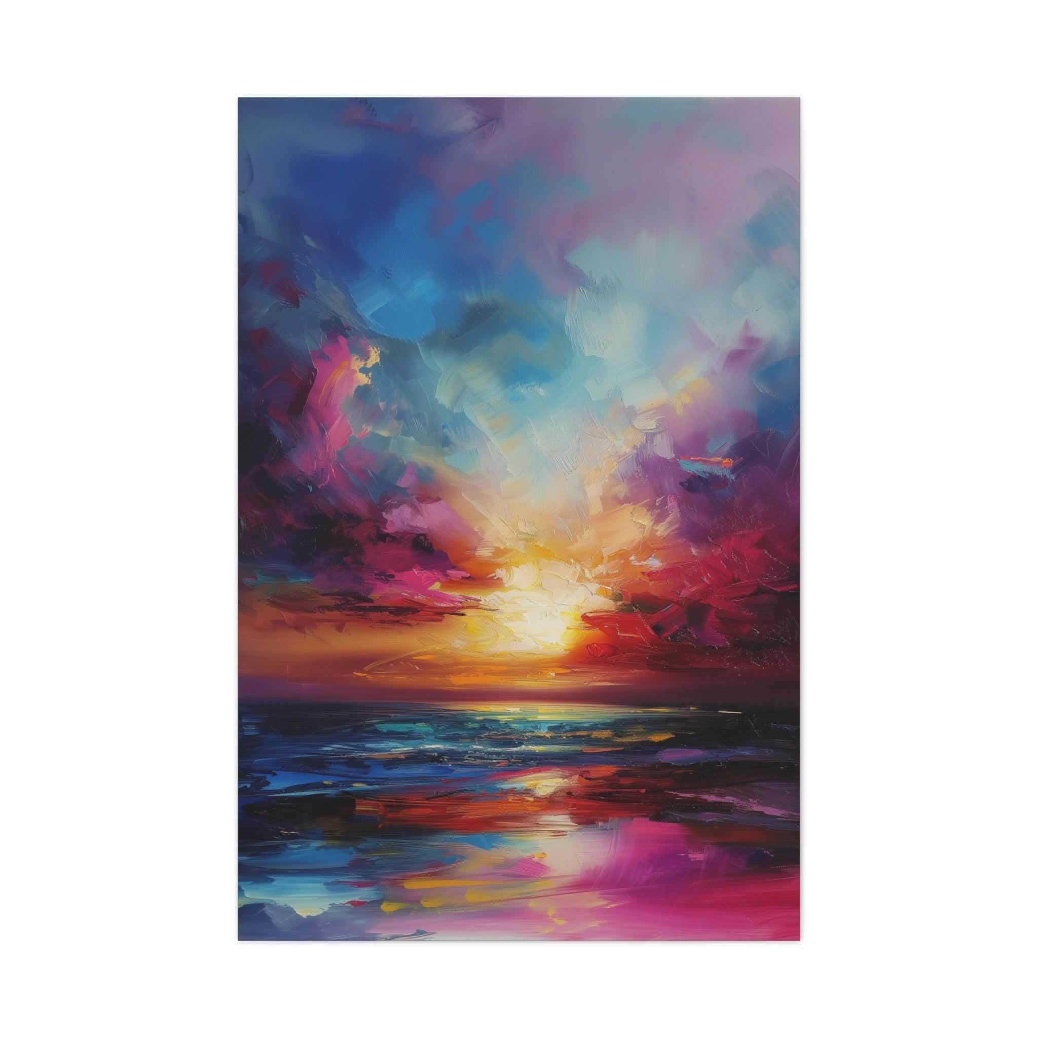 Colorful Sunset Wall Art - Vibrant Abstract Landscape for Cozy Spaces