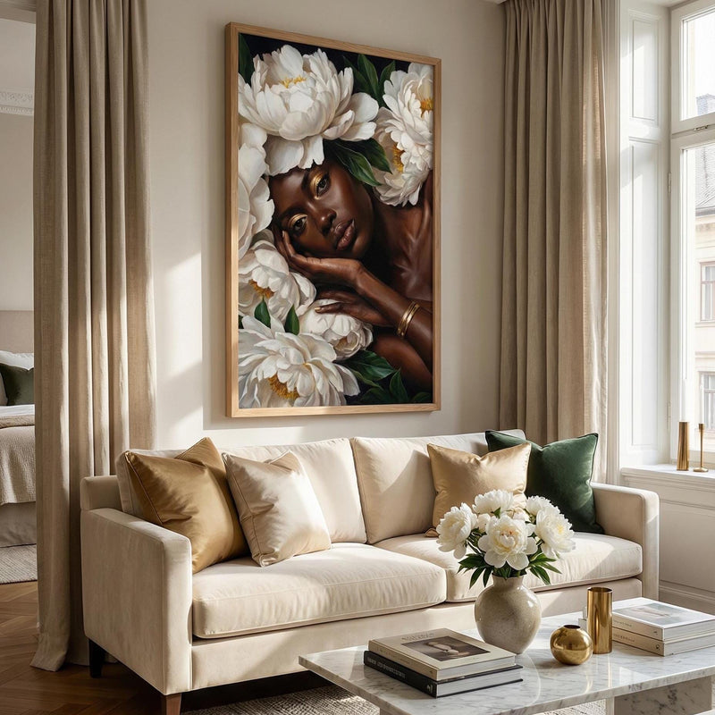 Women and Flowers Art Print - Colorful Floral Home Decor