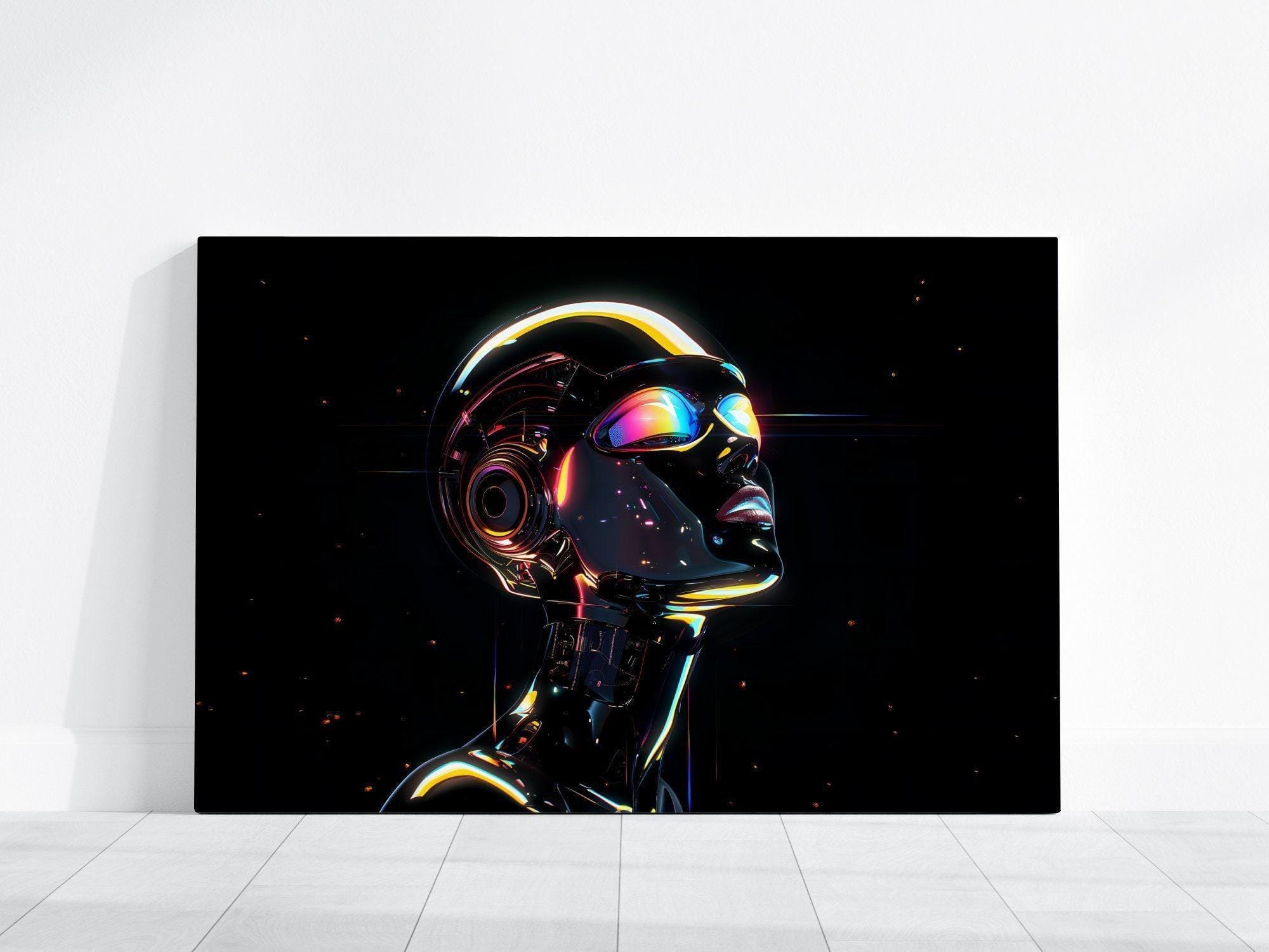 Android's Contemplation Wall Art: Minimalist Celestial Canvas Print