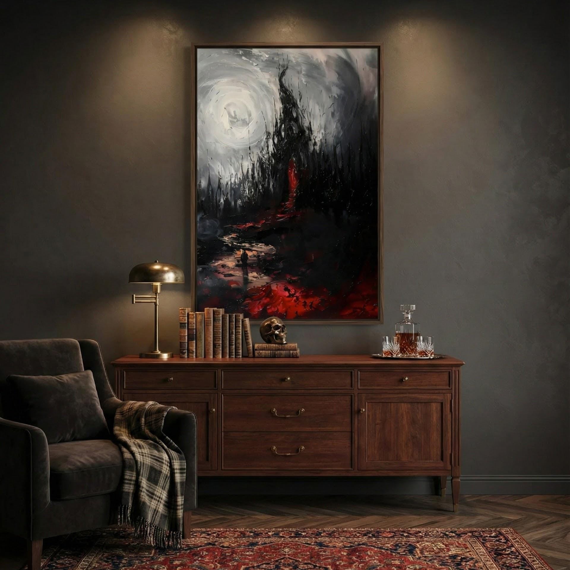 Abstract Charcoal Art: Moody Gothic Wall Decor - Dark & Intense