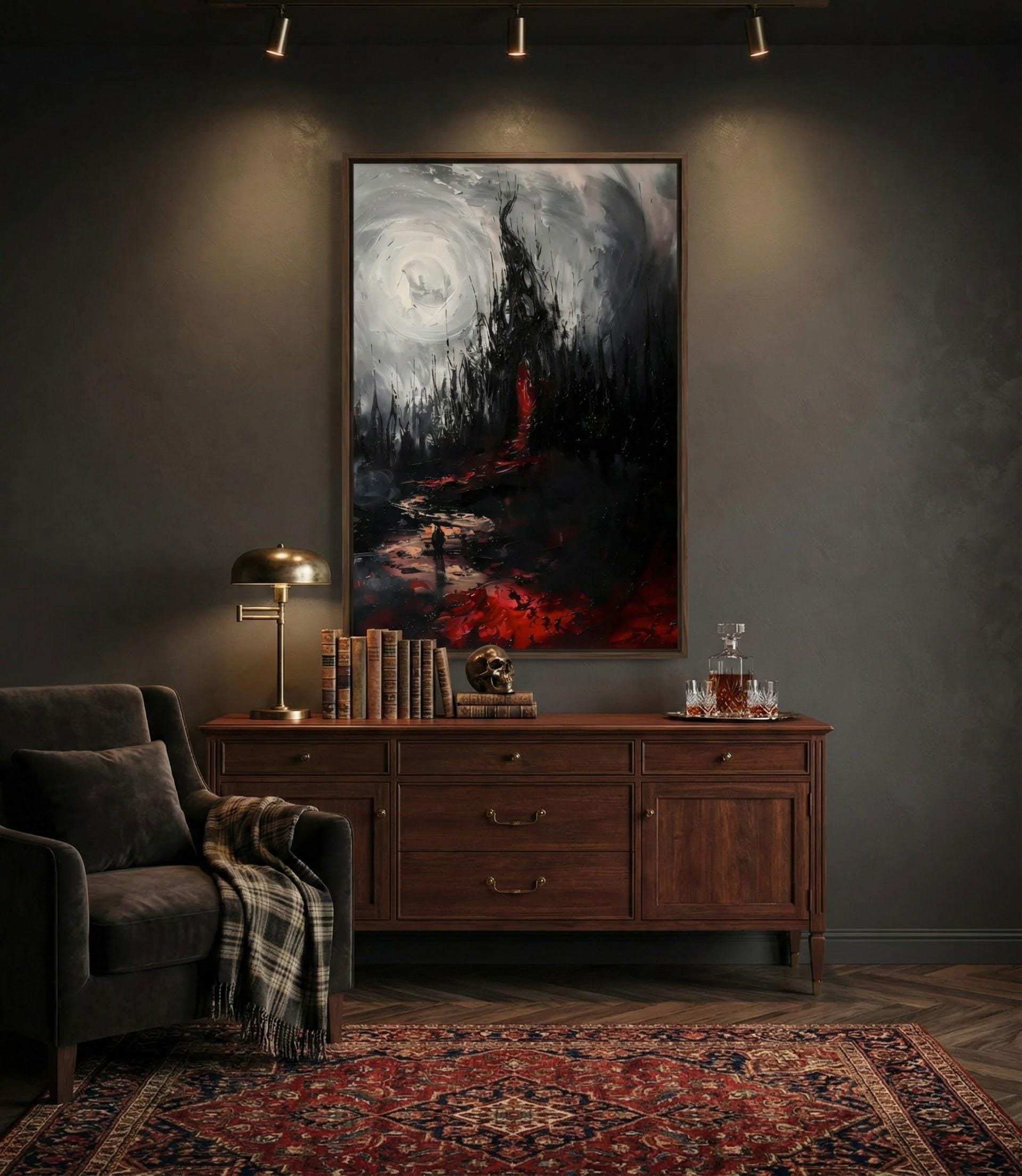 Abstract Charcoal Art: Moody Gothic Wall Decor - Dark & Intense