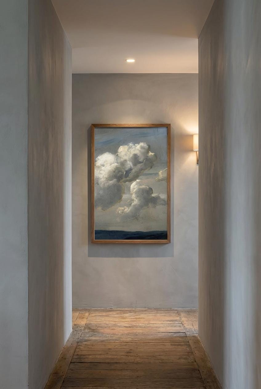 Vintage Cloud Wall Art Print: Moody Sky, Neutral Tones
