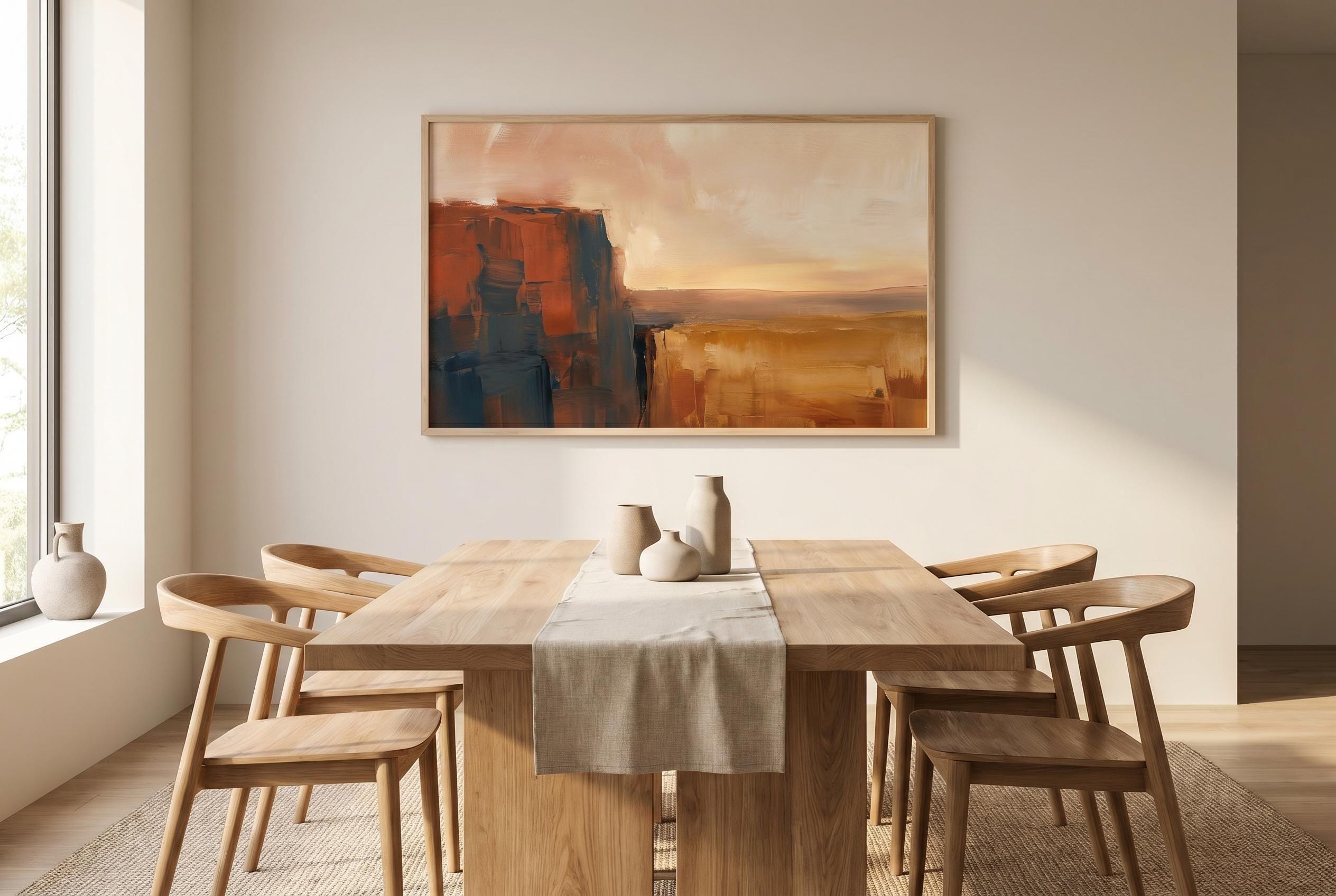 Desert Canyon Art Print - Southwest Wall Decor | Terracotta Cliff Minimalist Landscape
