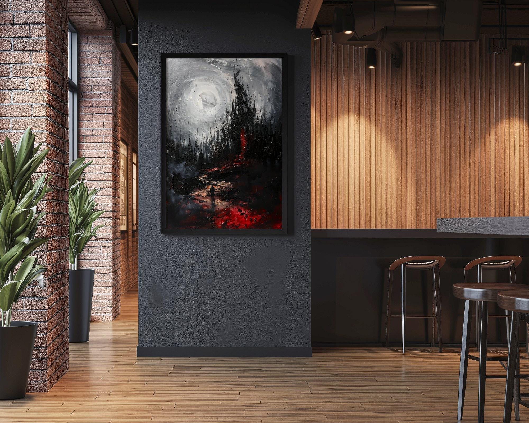 Abstract Charcoal Art: Moody Gothic Wall Decor - Dark & Intense