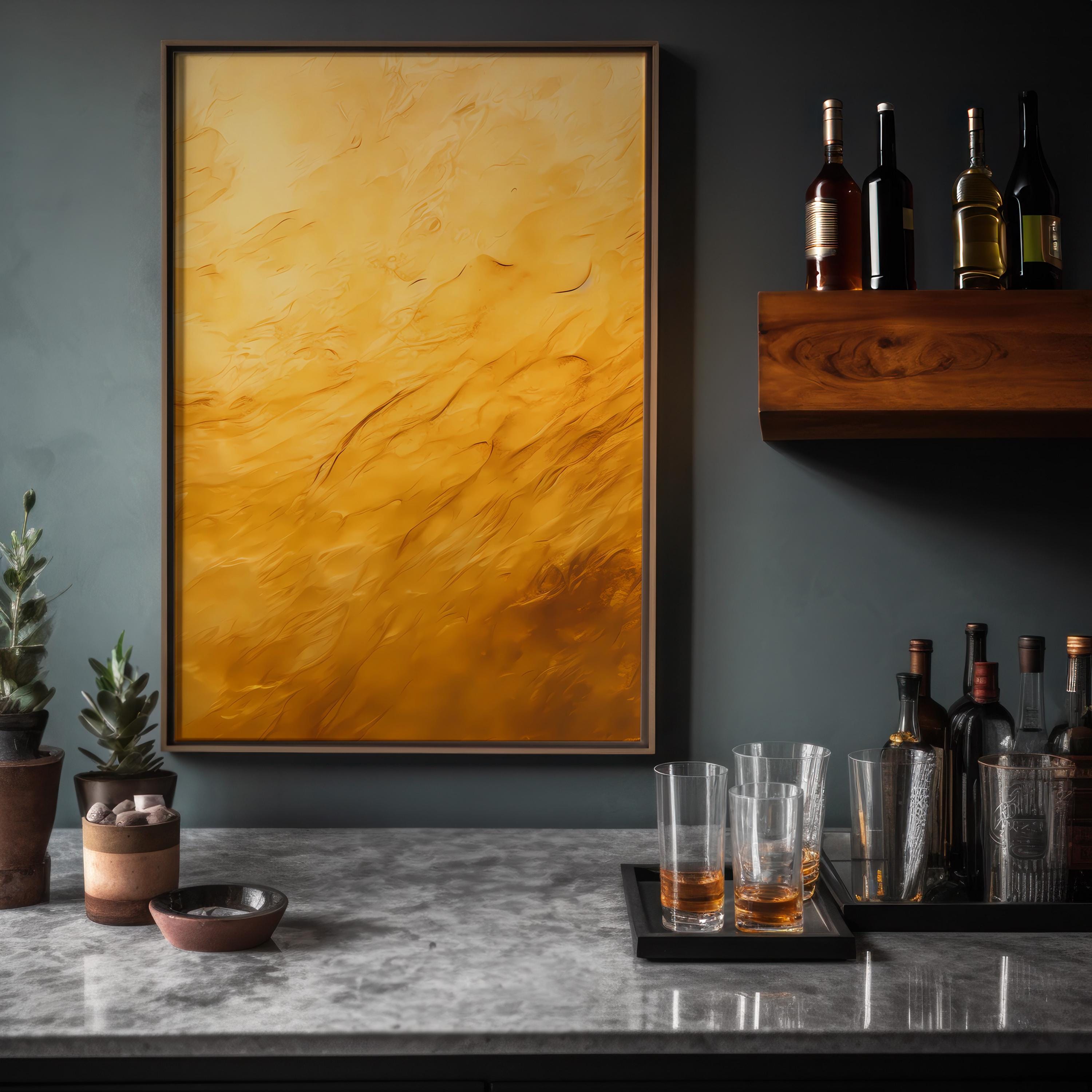 Golden Light Abstract: Ethereal Yellow & Gold Art Print | Modern & Luminous Wall Decor