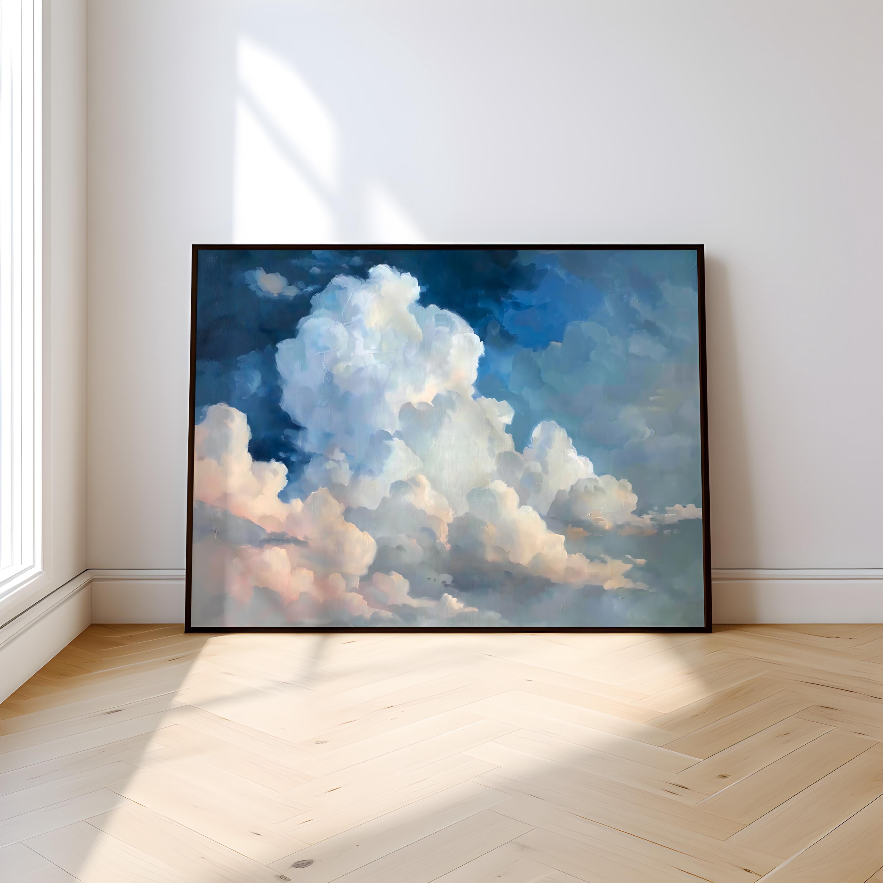 The Empyrean: Dramatic Ethereal Cloudscape in Blue & Peach | Majestic & Serene Sky Art