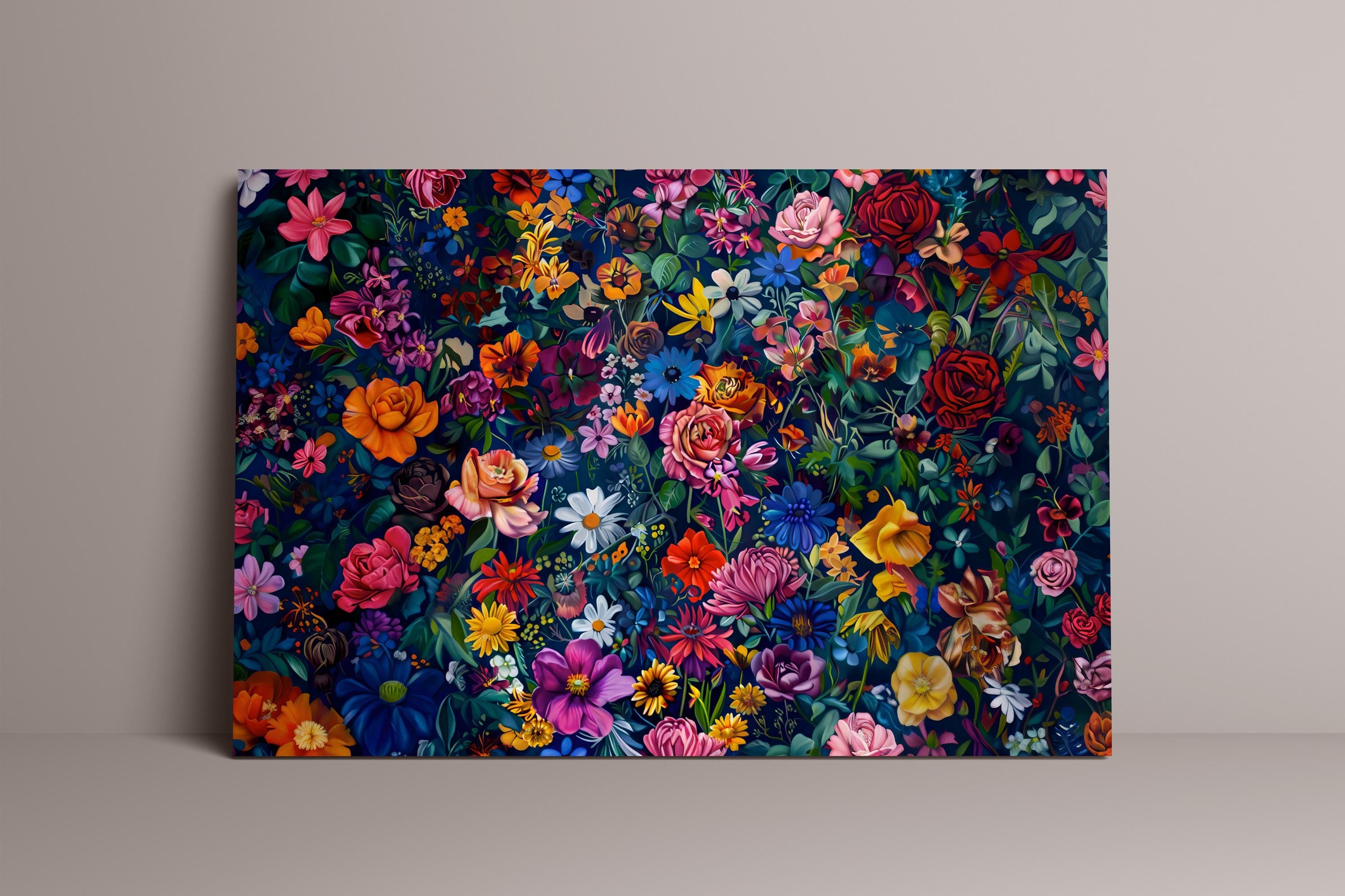 Vibrant Floral Bouquet Canvas Art | Elegant Botanical Still Life Wall Decor