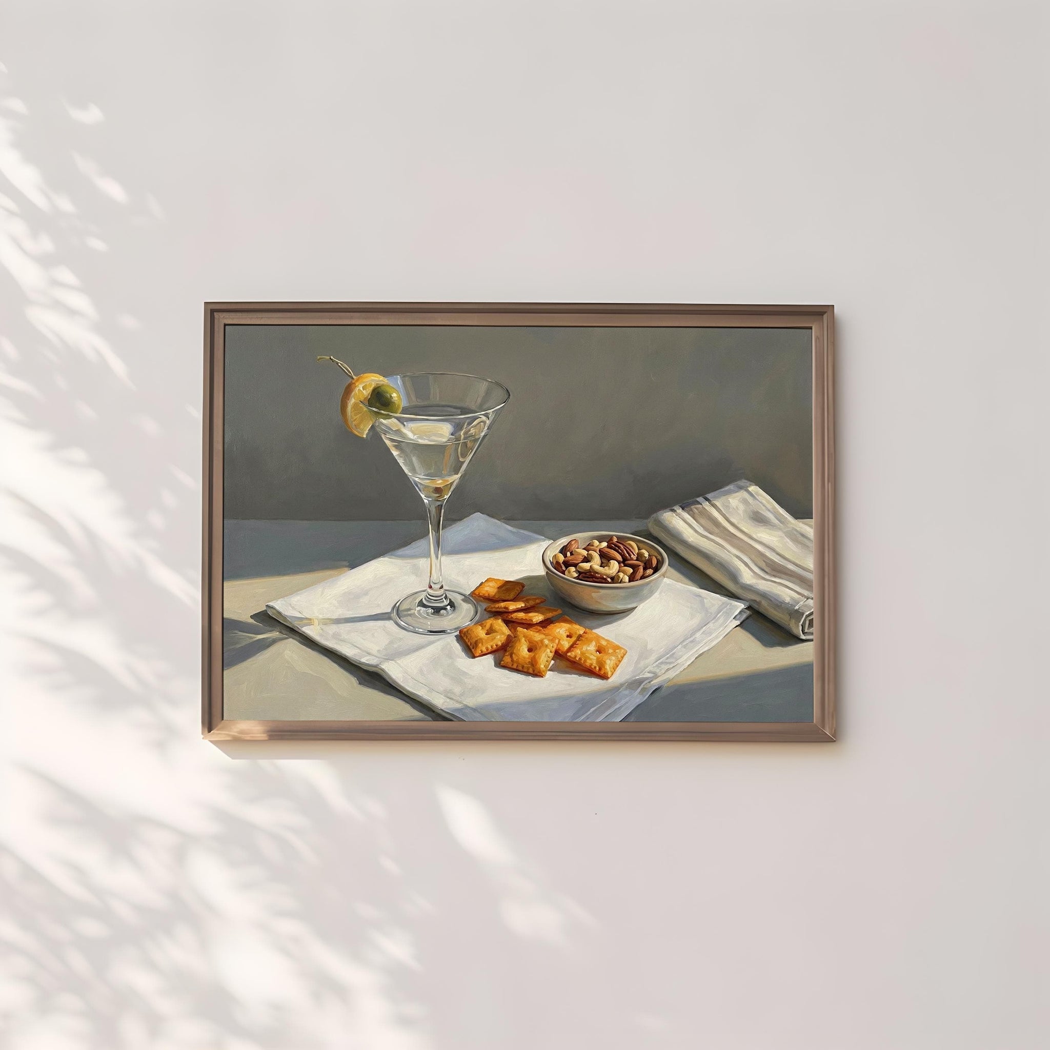 Cocktail Wall Art: Martini with Lemon Twist - Mid Century Modern Style
