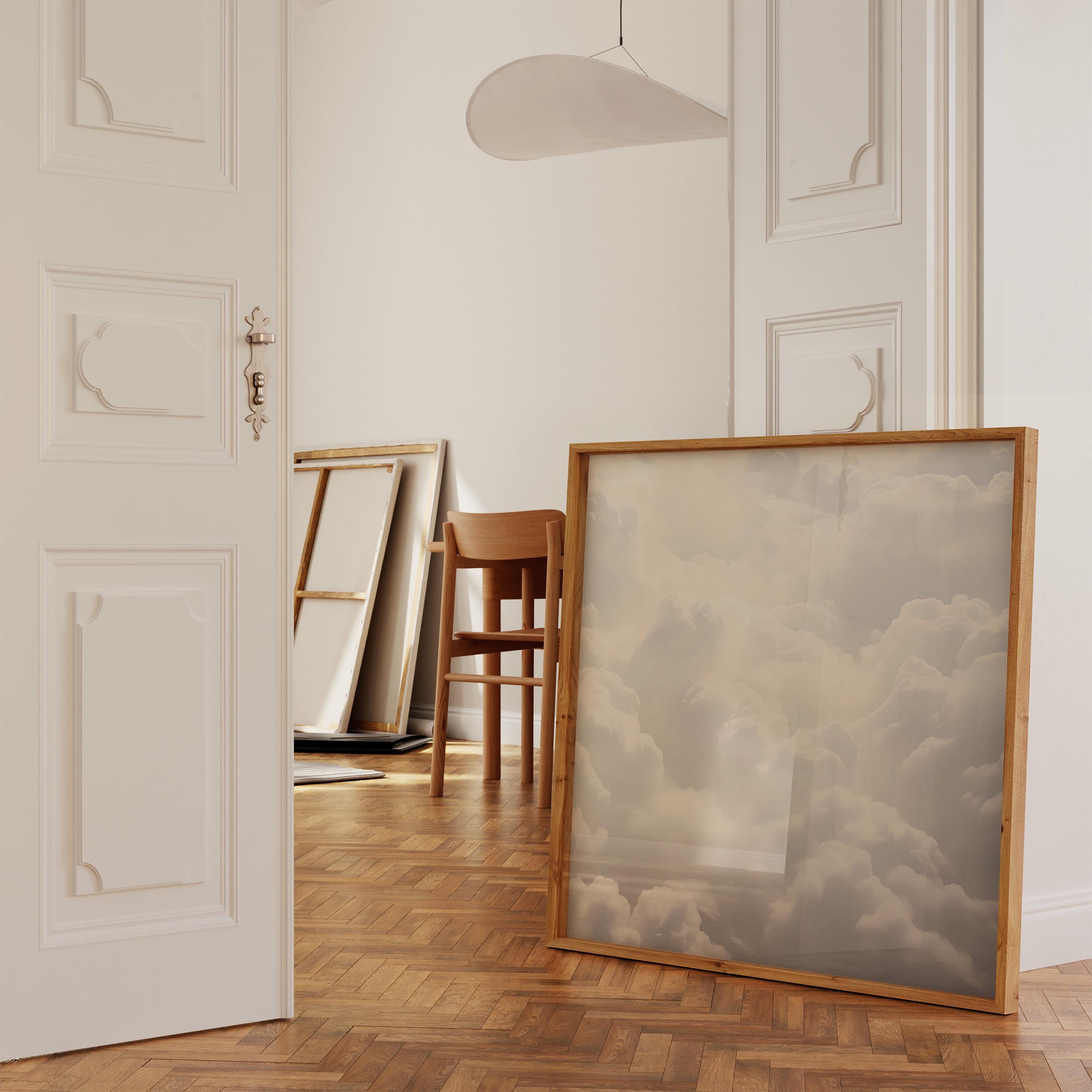 Ethereal Cloudscape: Abstract White Art Print | Serene & Elegant Framed Wall Decor