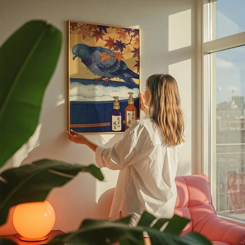 Food Wall Art: Hot Dog and Wine - Humorous Kitchen Decor