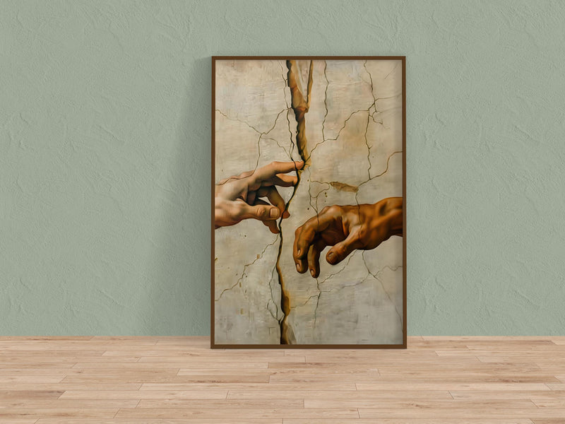 Cinematic Hands Canvas Art – Modern Wall Art With Reaching Hands Artwork