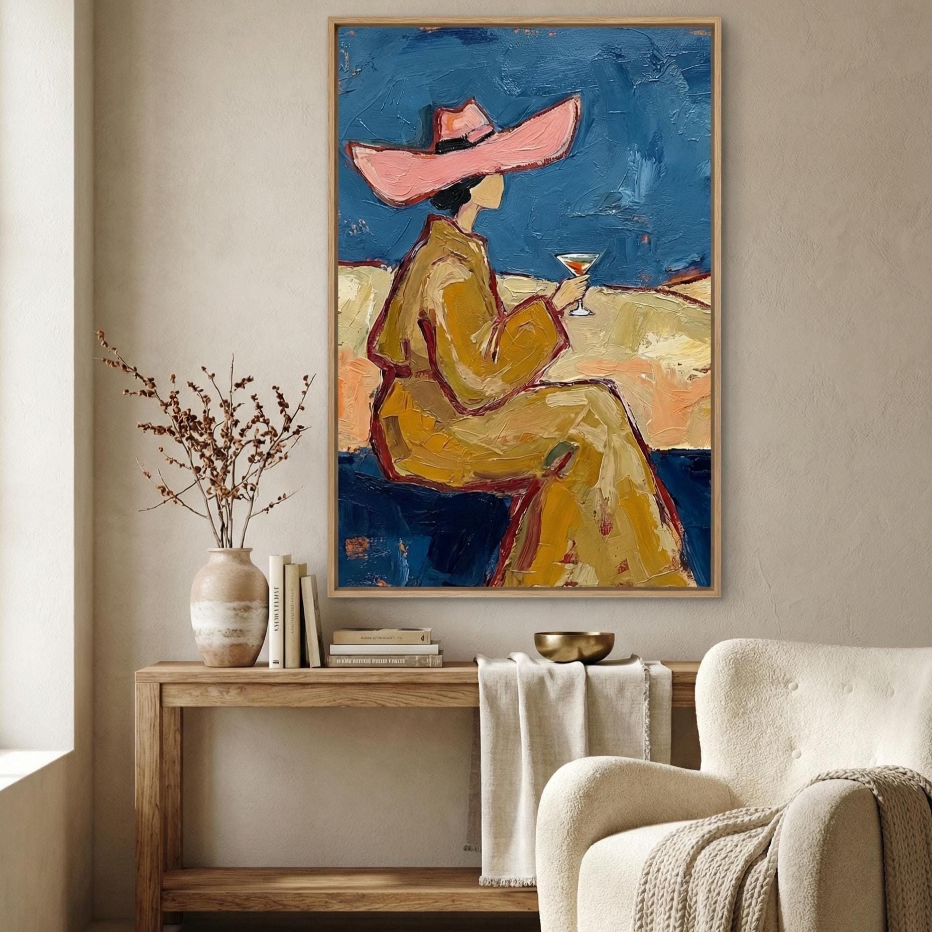 Pink Cowgirl Wall Art Print - Abstract Drink Design