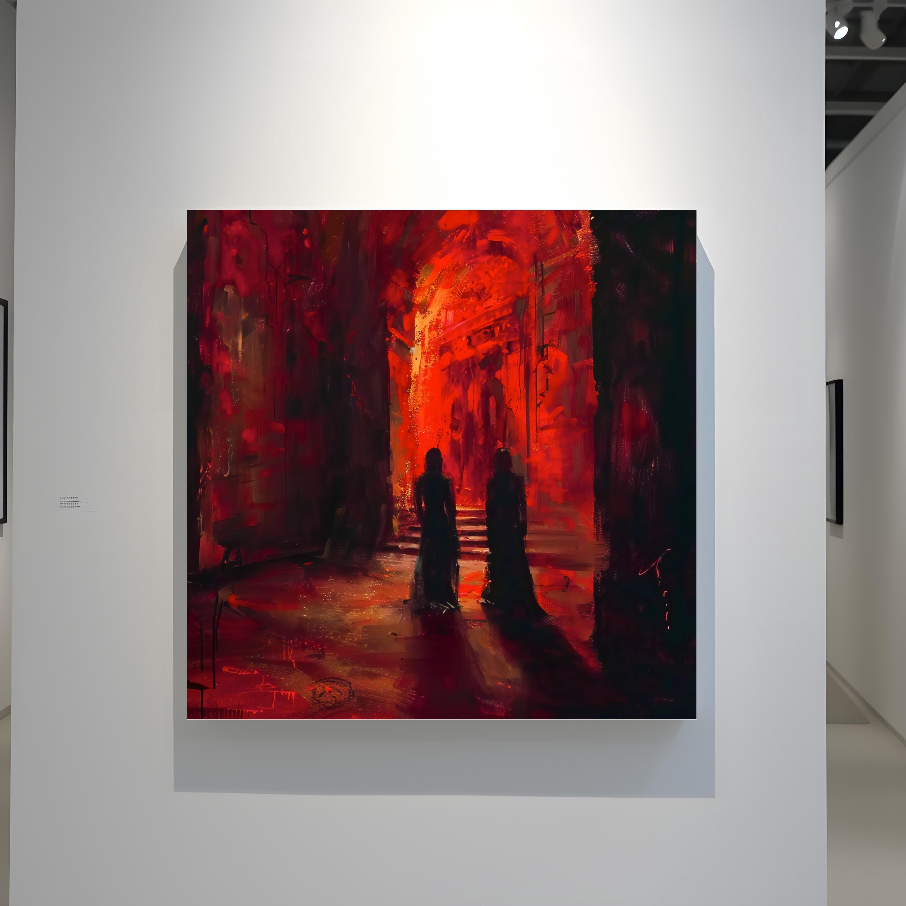 The Crimson Corridor: Mysterious Dark Hallway Art | Moody, Suspenseful & Eerie Wall Decor
