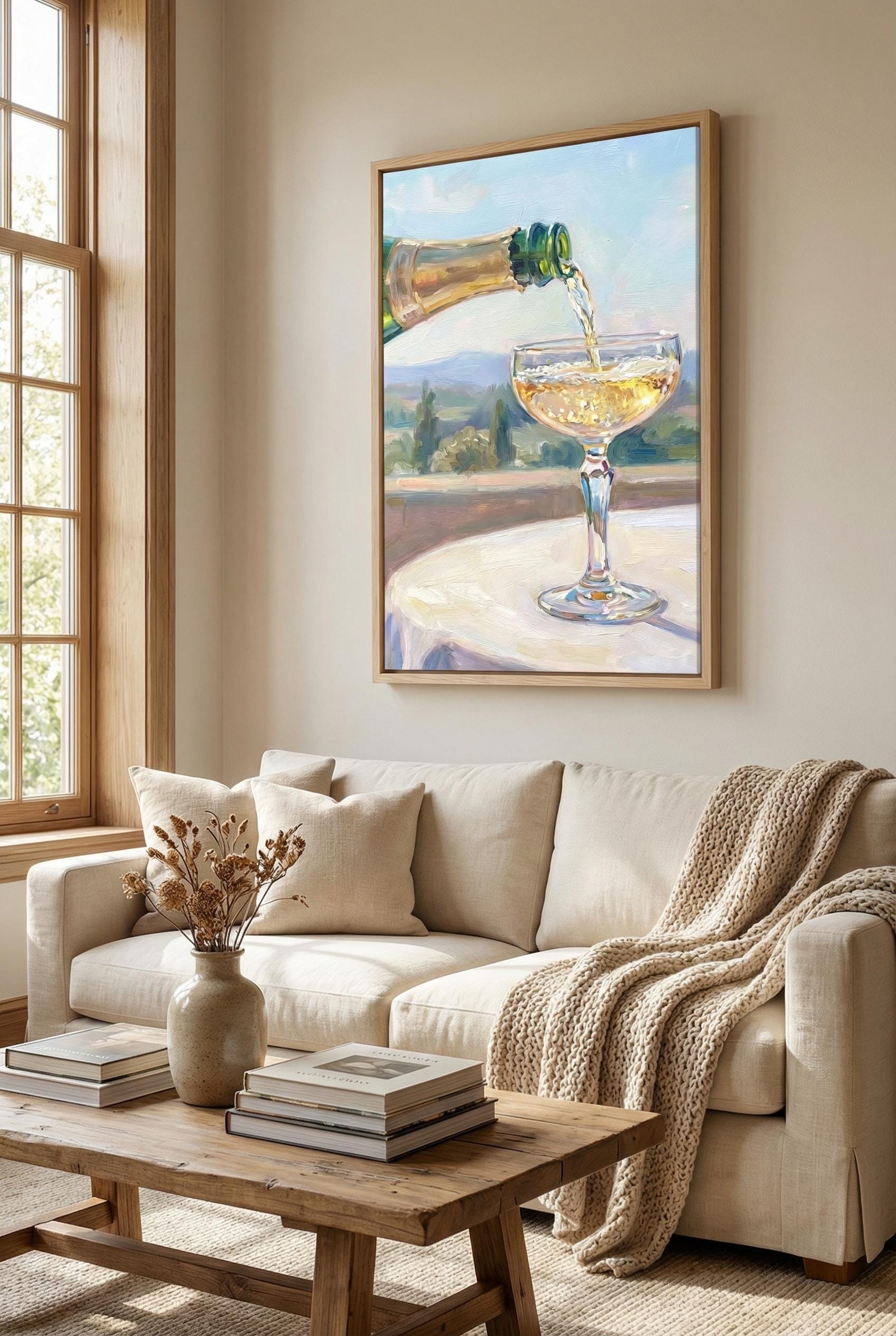 Champagne Pouring Wall Art: Elegant Home Decor Print