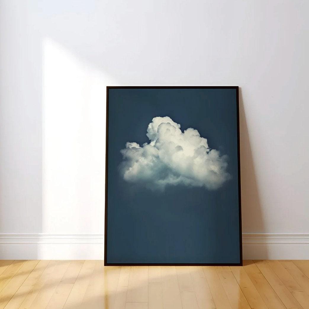 Moody Cloud Wall Art: Serene Blue Sky - Minimalist Home Decor