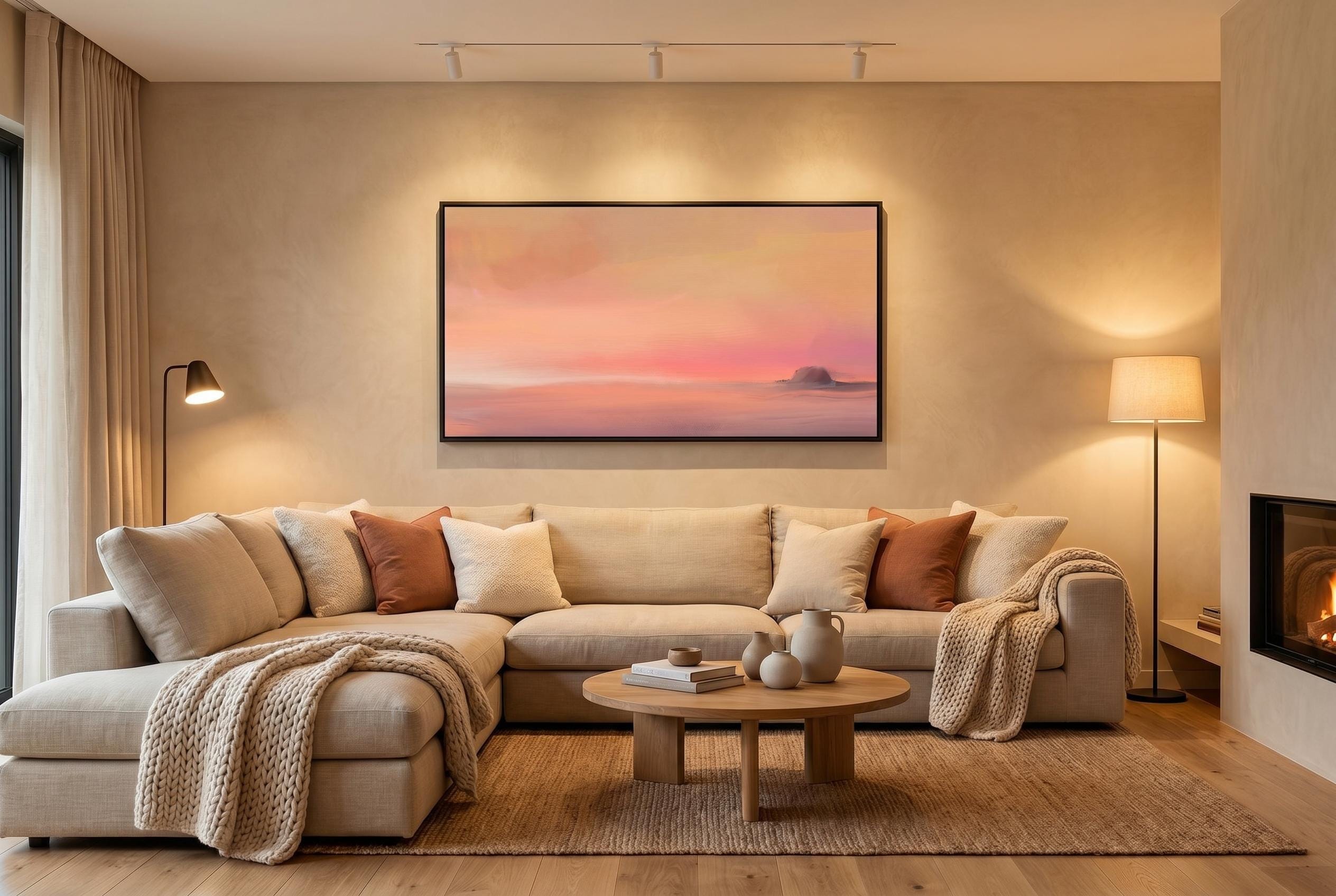 Desert Canyon Art Print - Southwest Wall Art | Terracotta Cliffs Decor, Blue Azure Accents
