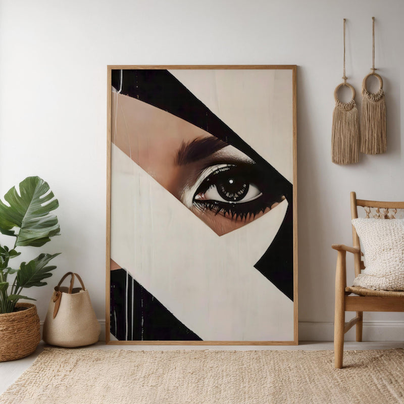 Surreal Eye Wall Art – Modern Black and White Decor | Geometric Abstract Design