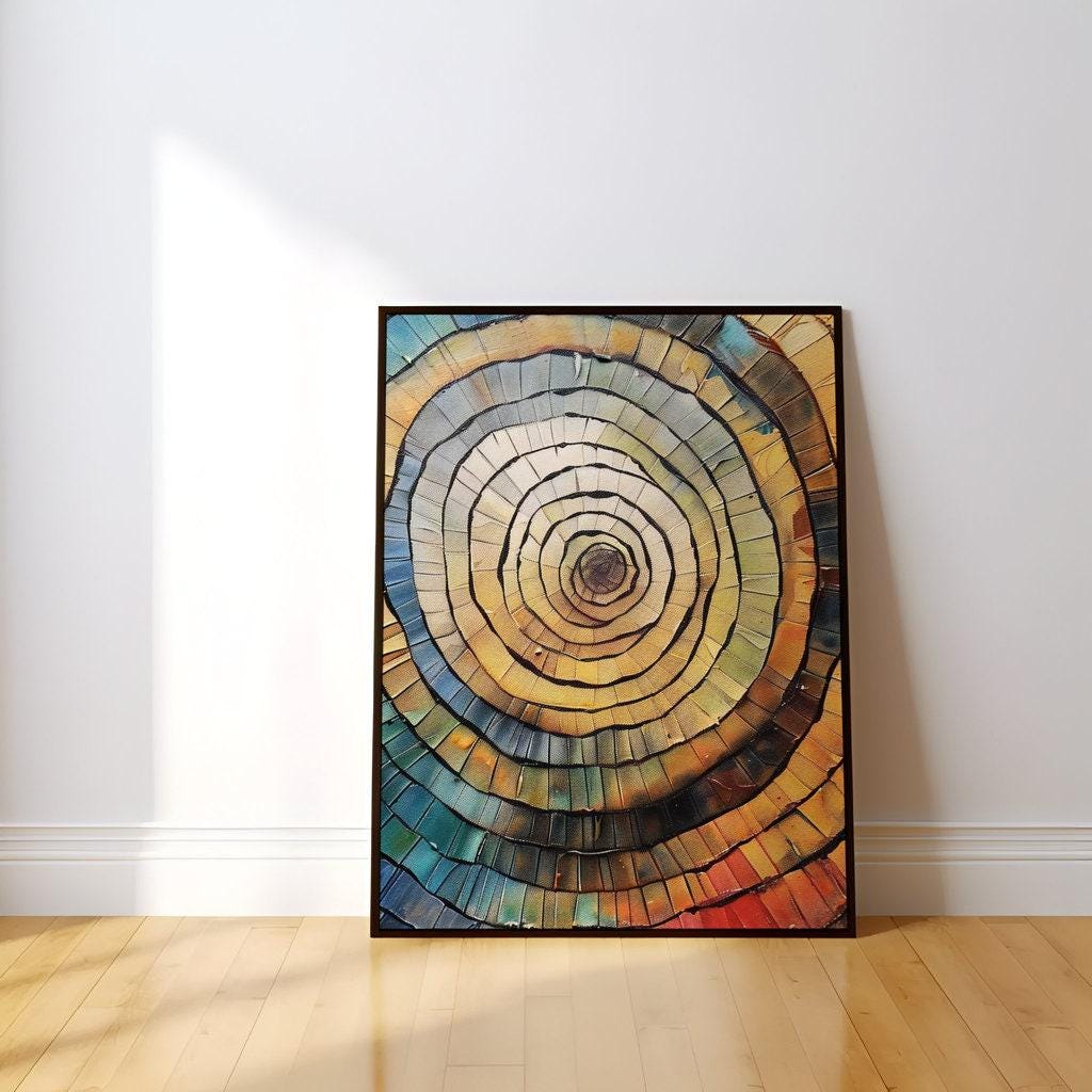 Tree of Life Rings: Vibrant Abstract Mosaic Canvas Art | Colorful & Modern Wall Decor