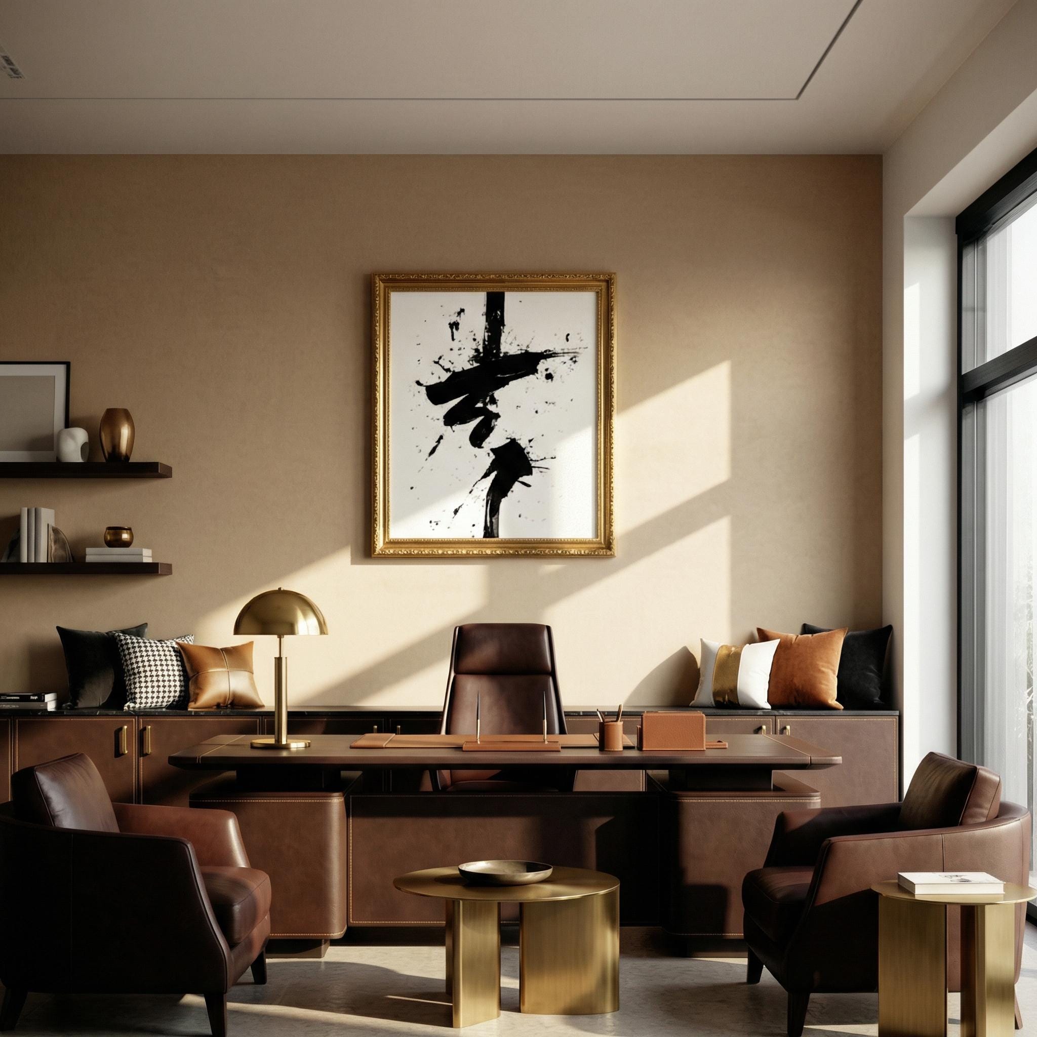 Emerald Peacock Wall Art: Minimalist Japanese-Inspired Green Decor