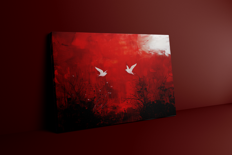 Surrealist Crimson Red Art - Moody Emotional Abstract Wall Art Canvas