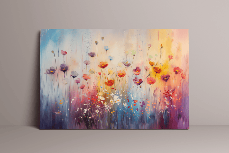 Abstract Wildflowers Oil Painting – Vibrant Floral Wall Art | Nature Inspired Decor