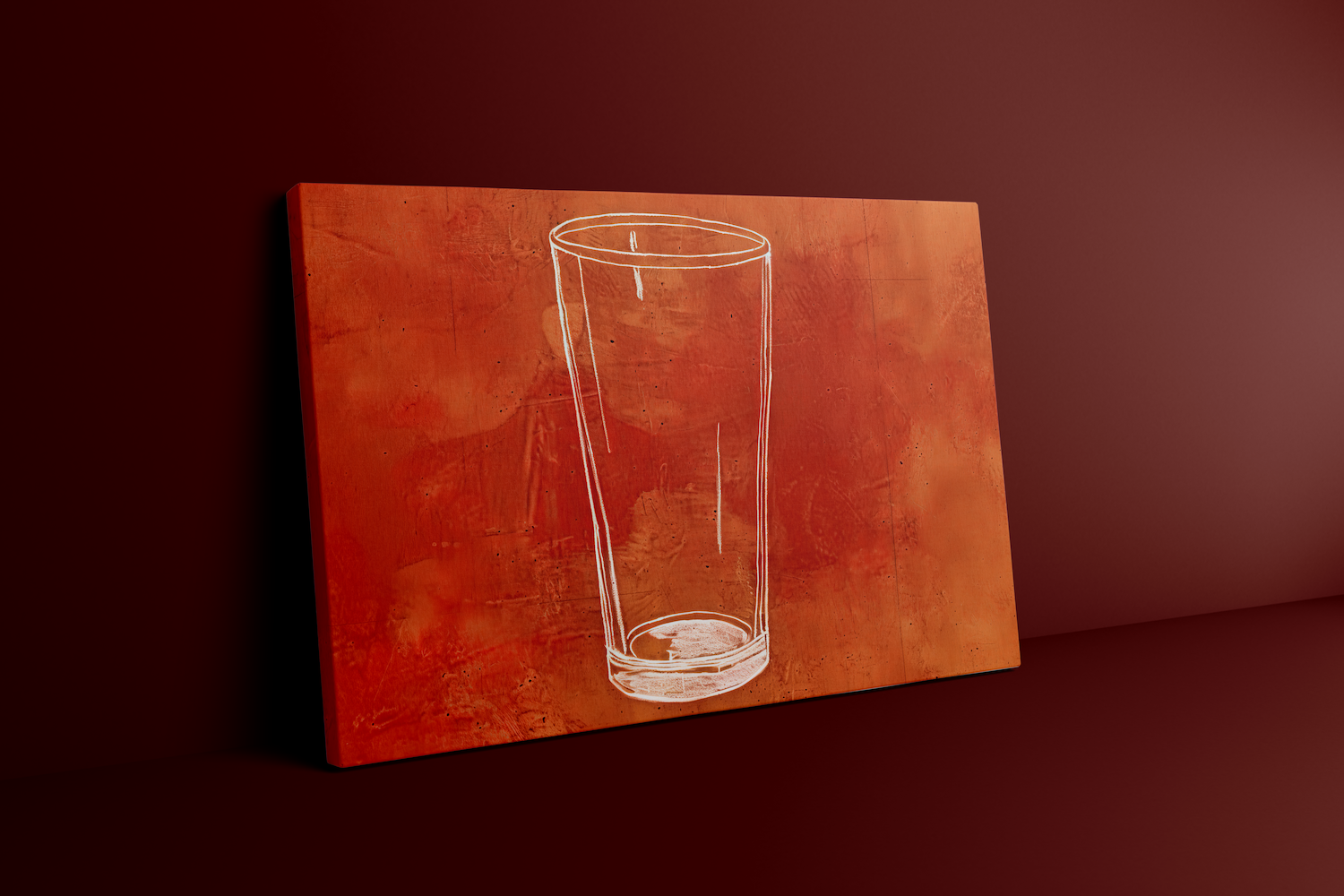 The Last Call: Modern Minimalist Beer Glass Sketch | Rustic Orange & White Wall Art