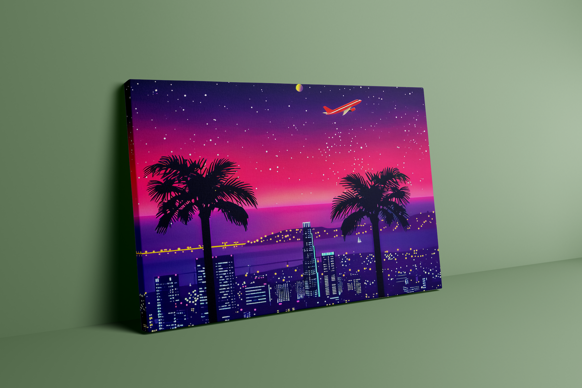 Neon Dreams: Retro-Futuristic 80s Cityscape | Vaporwave & Sci-Fi Wall Art