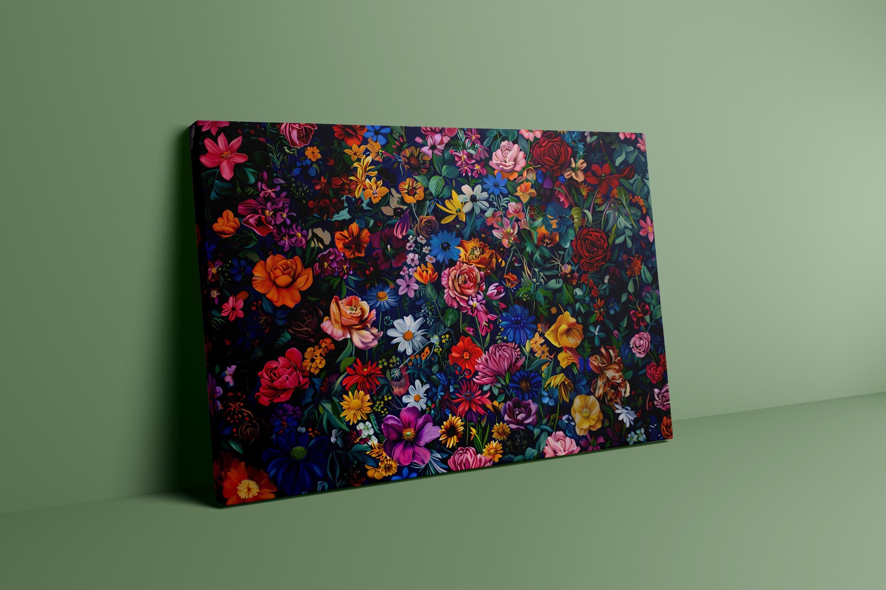 Vibrant Floral Bouquet Canvas Art | Elegant Botanical Still Life Wall Decor