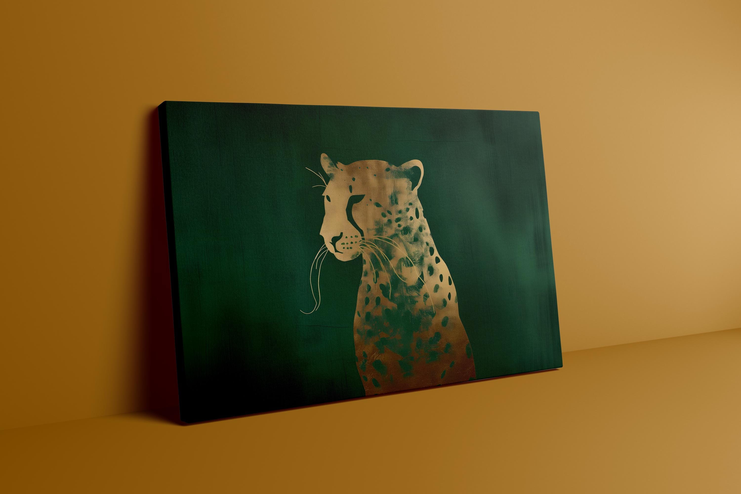 Leopard Canvas Print: Emerald Green and Gold - Ready to Hang