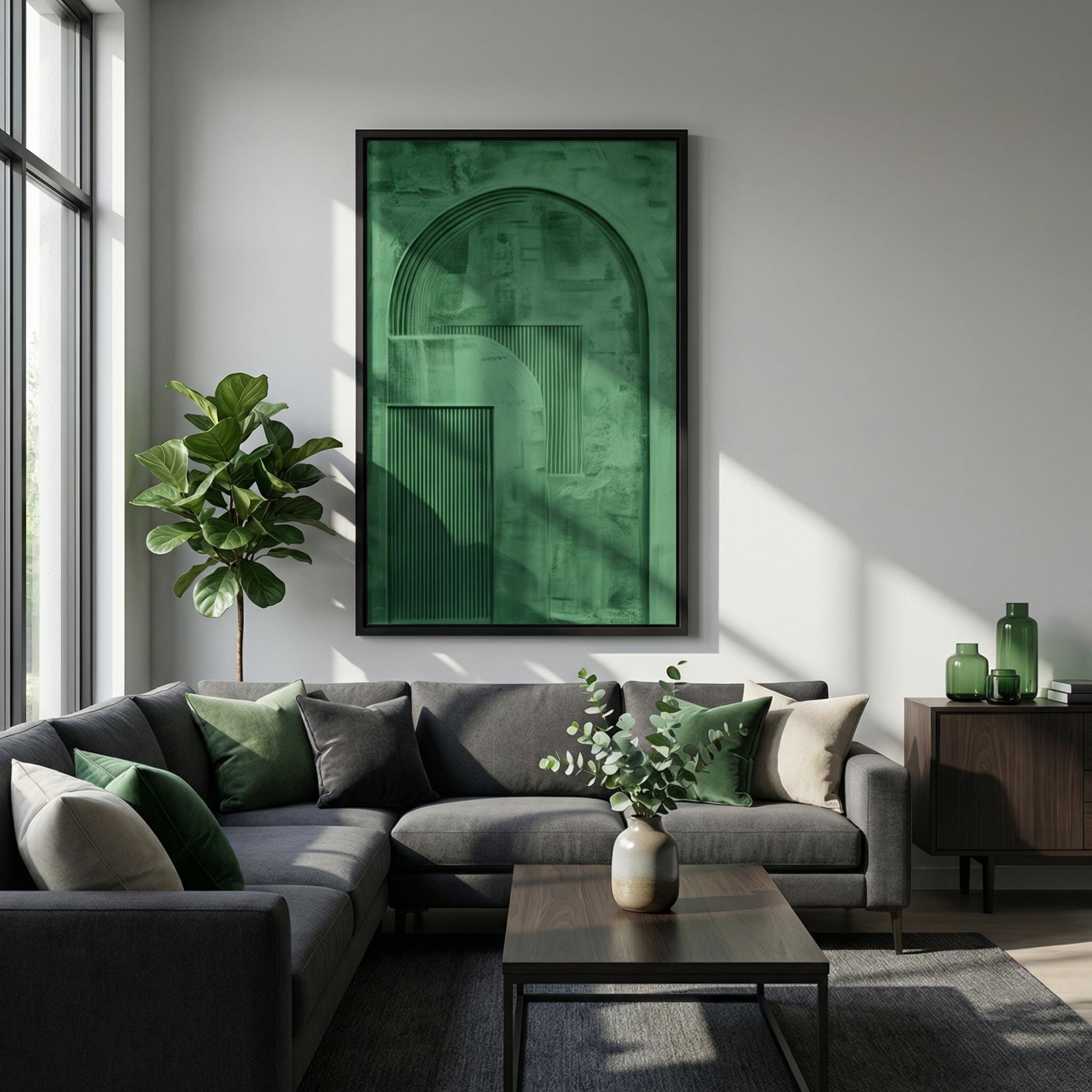 Green Abstract Canvas Print: Minimalist Arch Art - Modern Farmhouse