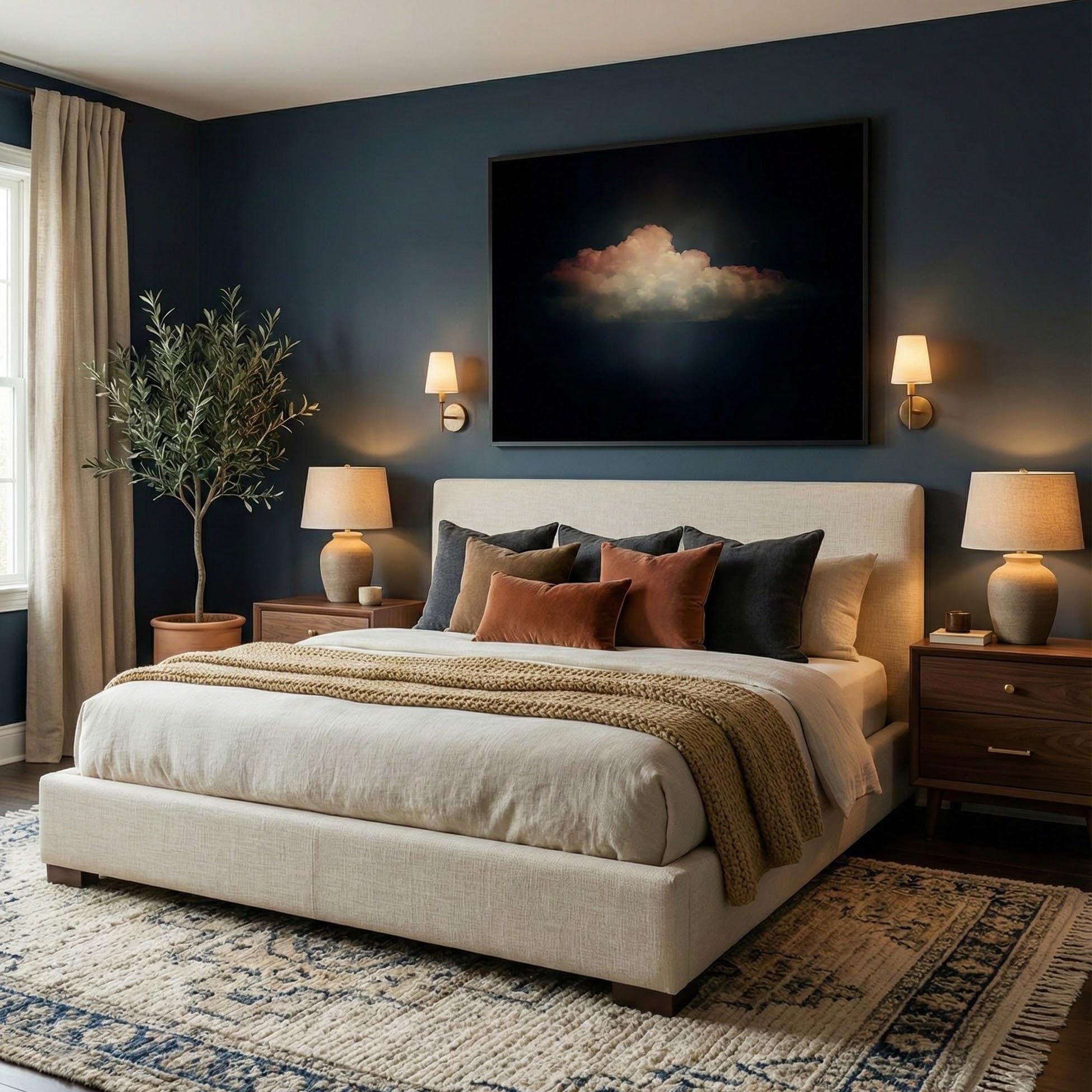Moody Clouds Wall Art - Calm Vintage Sky, Soft Neutral Colors