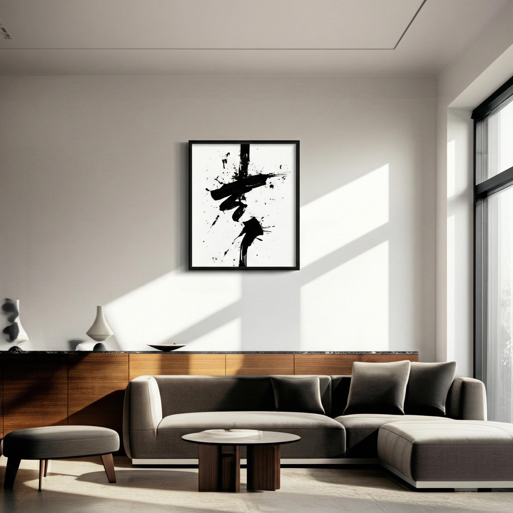 Emerald Peacock Wall Art: Minimalist Japanese-Inspired Green Decor