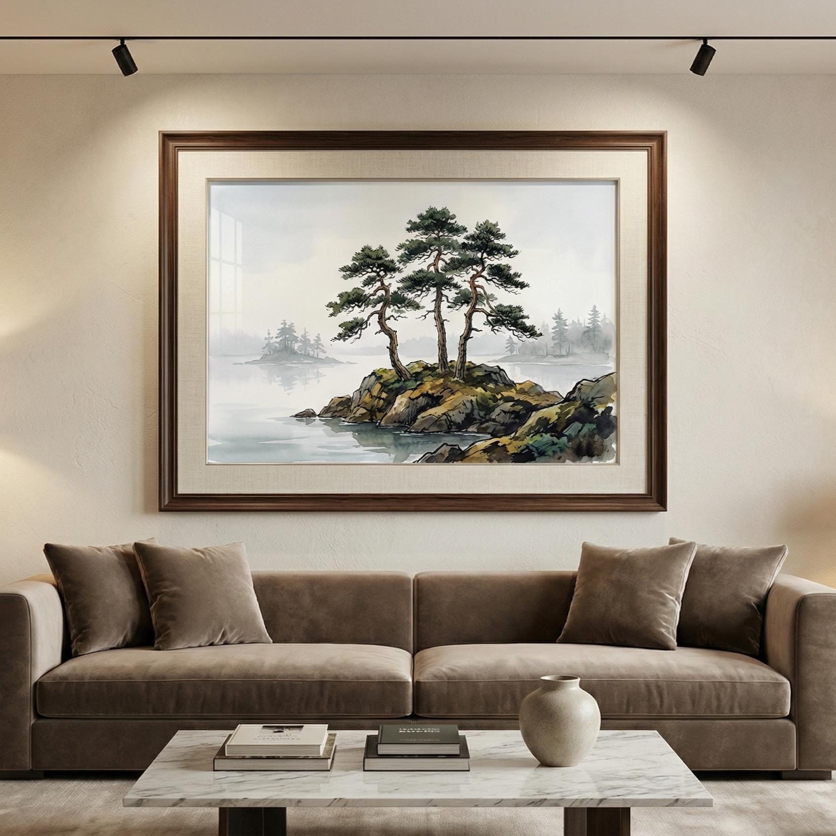 Japanese Landscape Art Print, Mountains, Nature (Matte or Canvas)